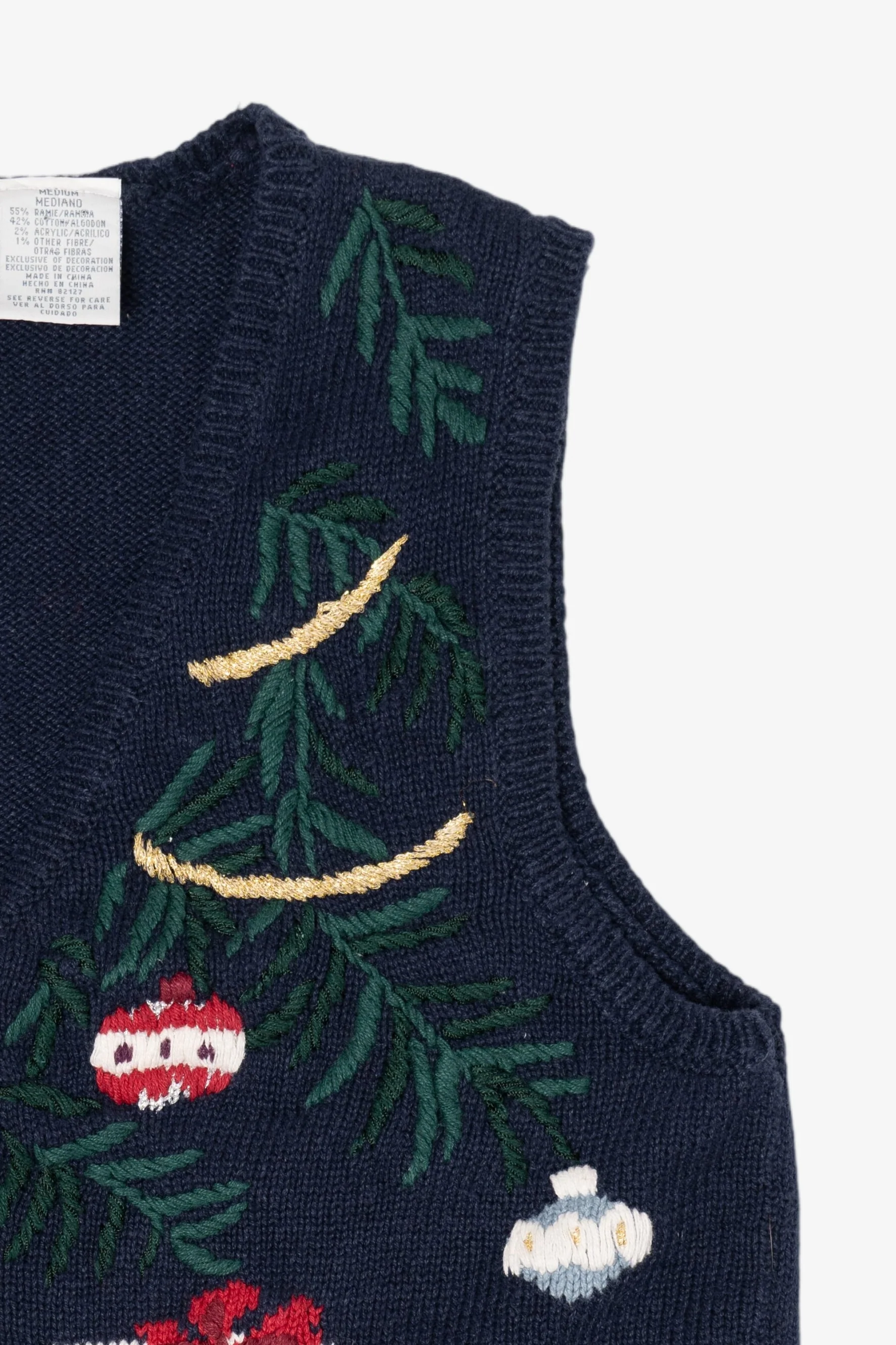 Vintage Navy Blue Capacity Teddy Bears Ugly Christmas Vest (1990s) - Image 4