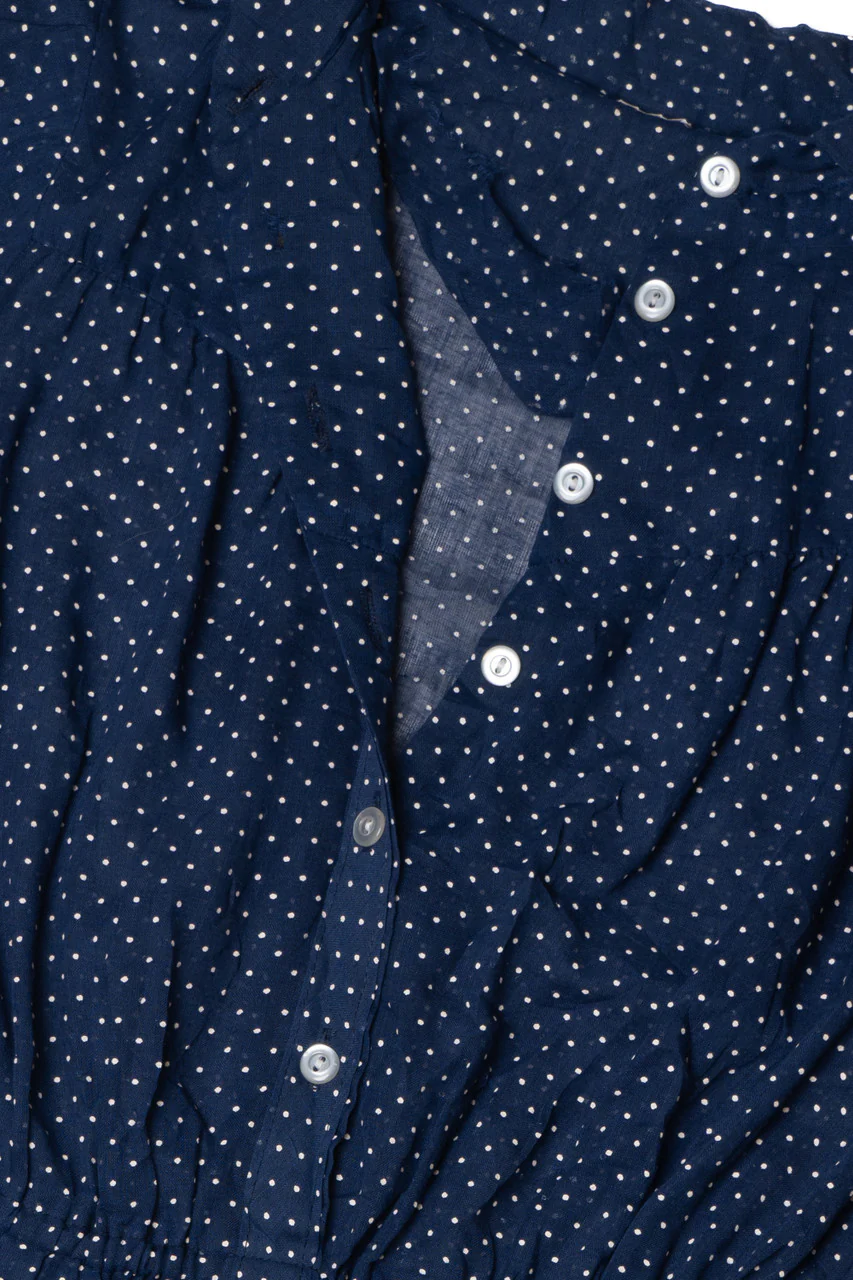 Vintage Navy Blue Swiss Dot Unlined Dress