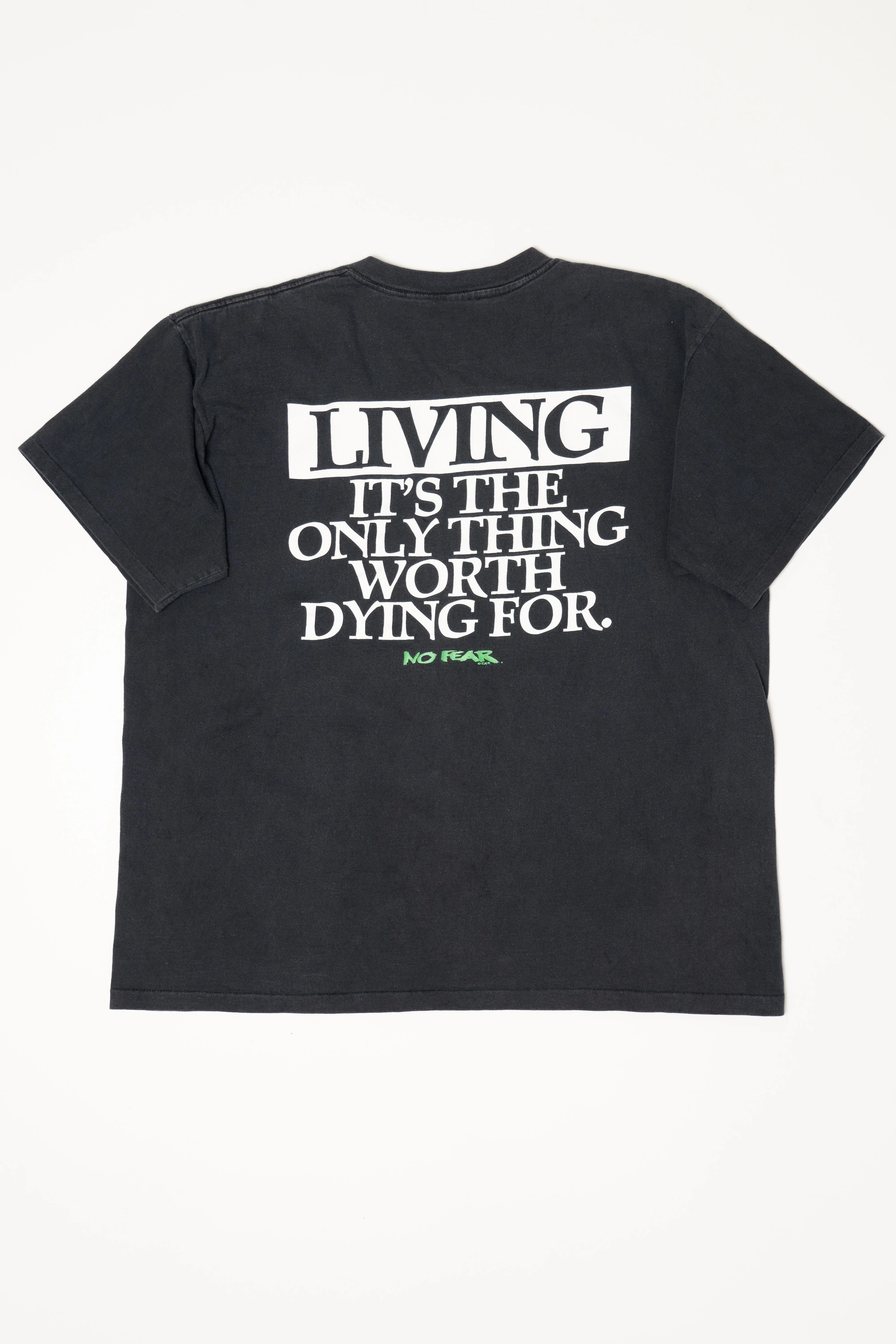 Vintage No Fear "Living, It's The Only Thing Worth Dying For" Single Stitch T-Shirt (1990s)
