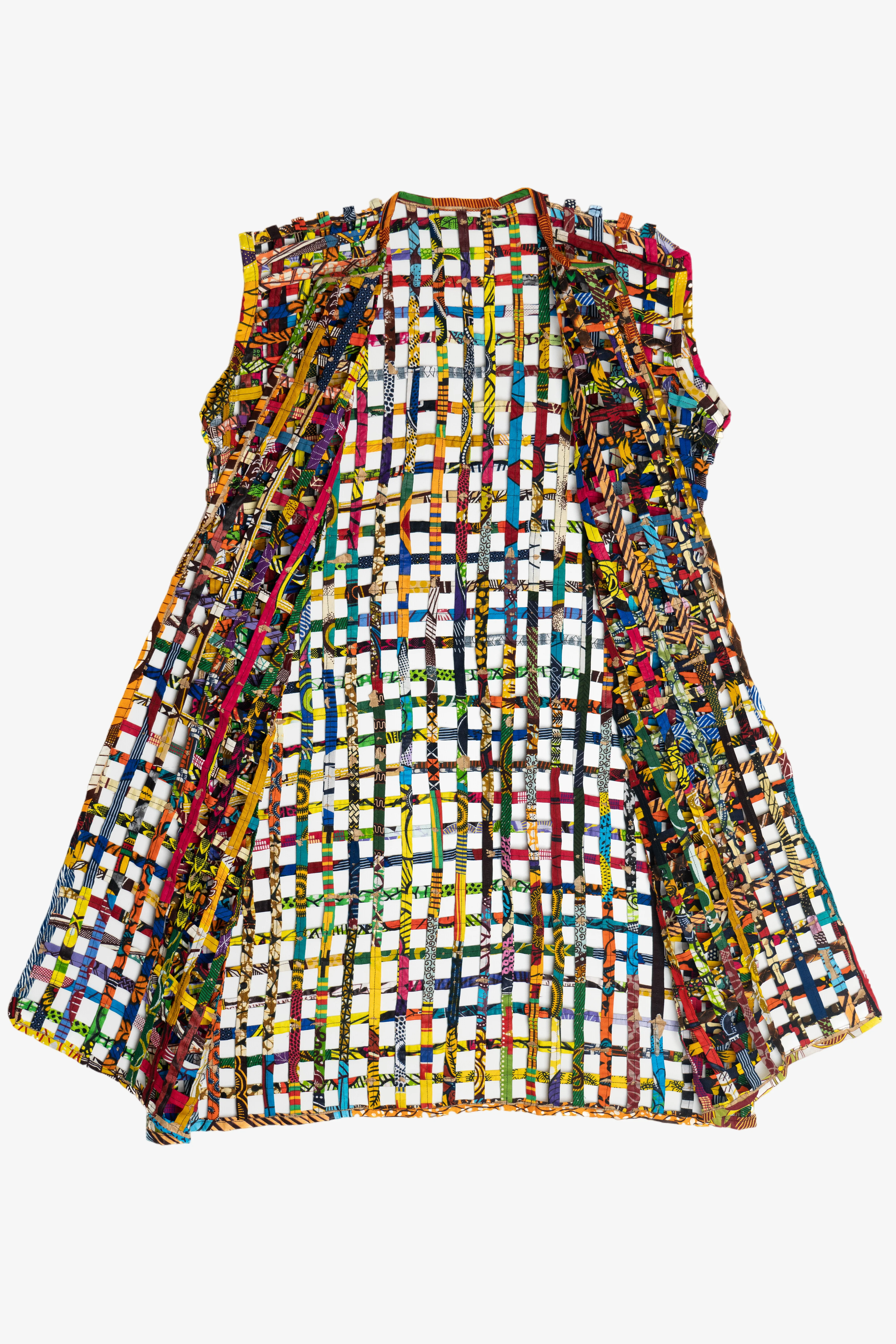 Vintage Open Weave Fiber Art Long Vest (2000s)