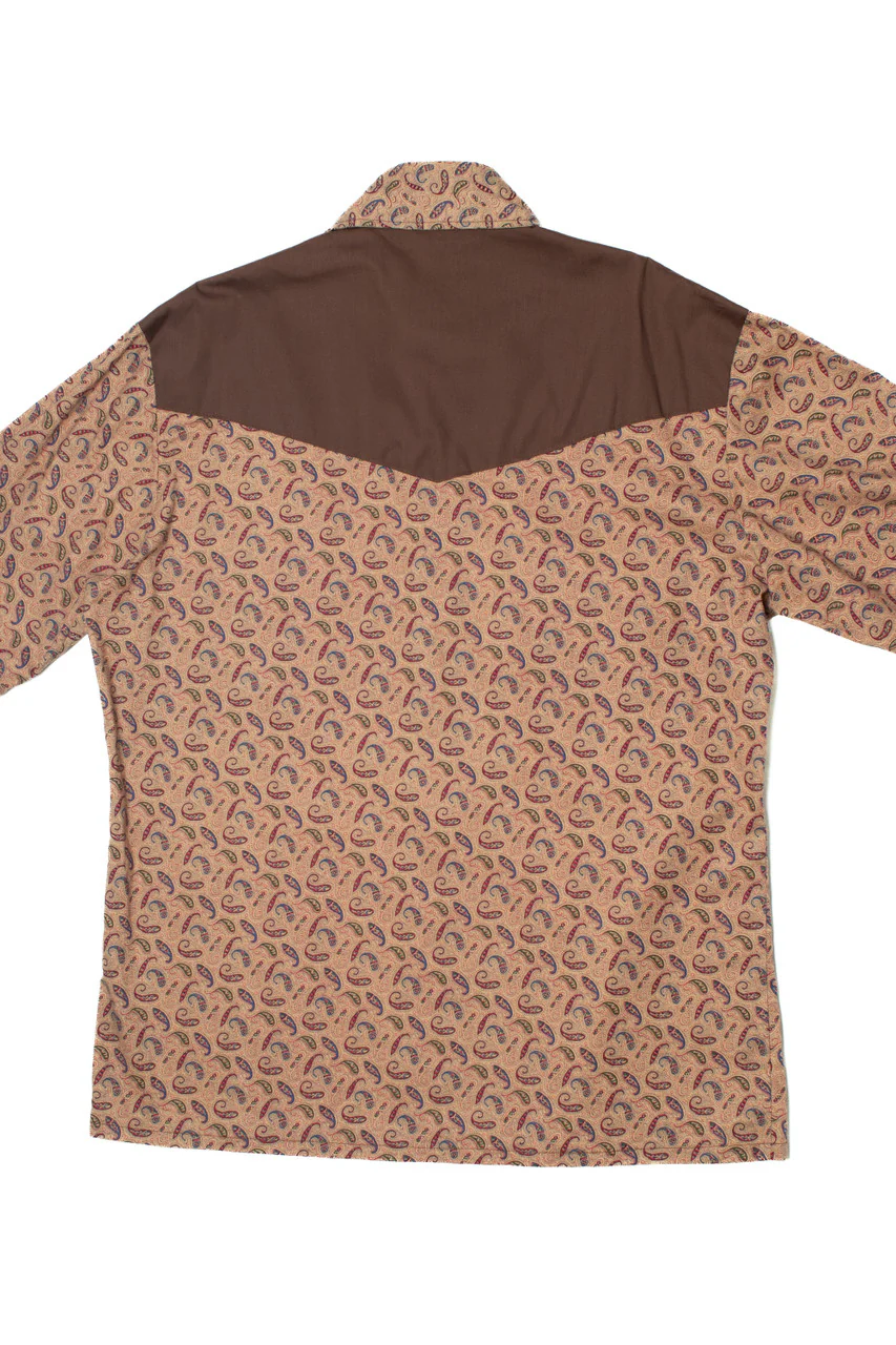 Vintage Paisley Print Snap Button Western Button Up Shirt - Image 2