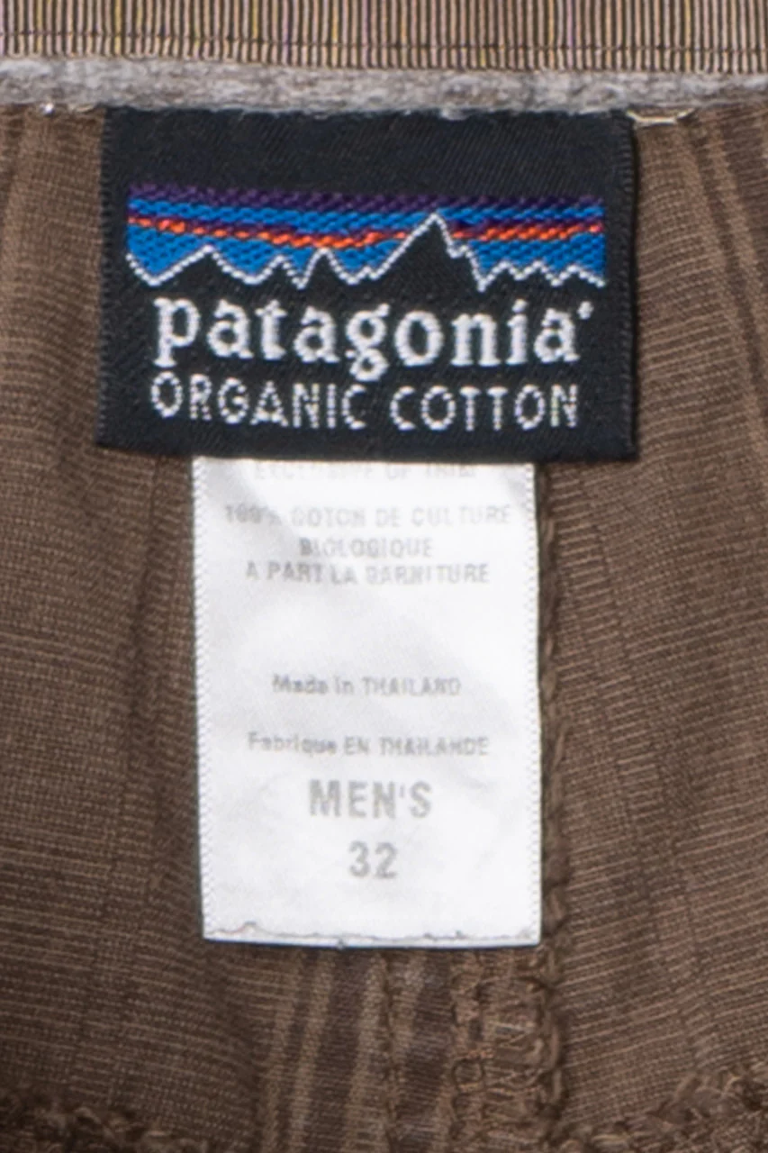 Vintage Patagonia Light Brown Plaid Cargo Shorts - Image 2
