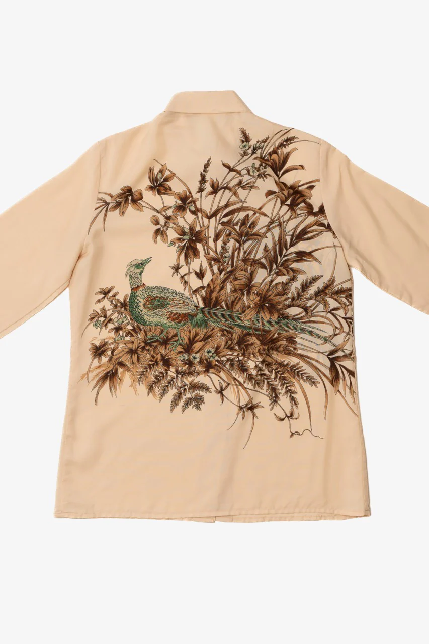 Vintage Peacock Wraparound Print Alex Coleman Button Up Shirt - Image 2