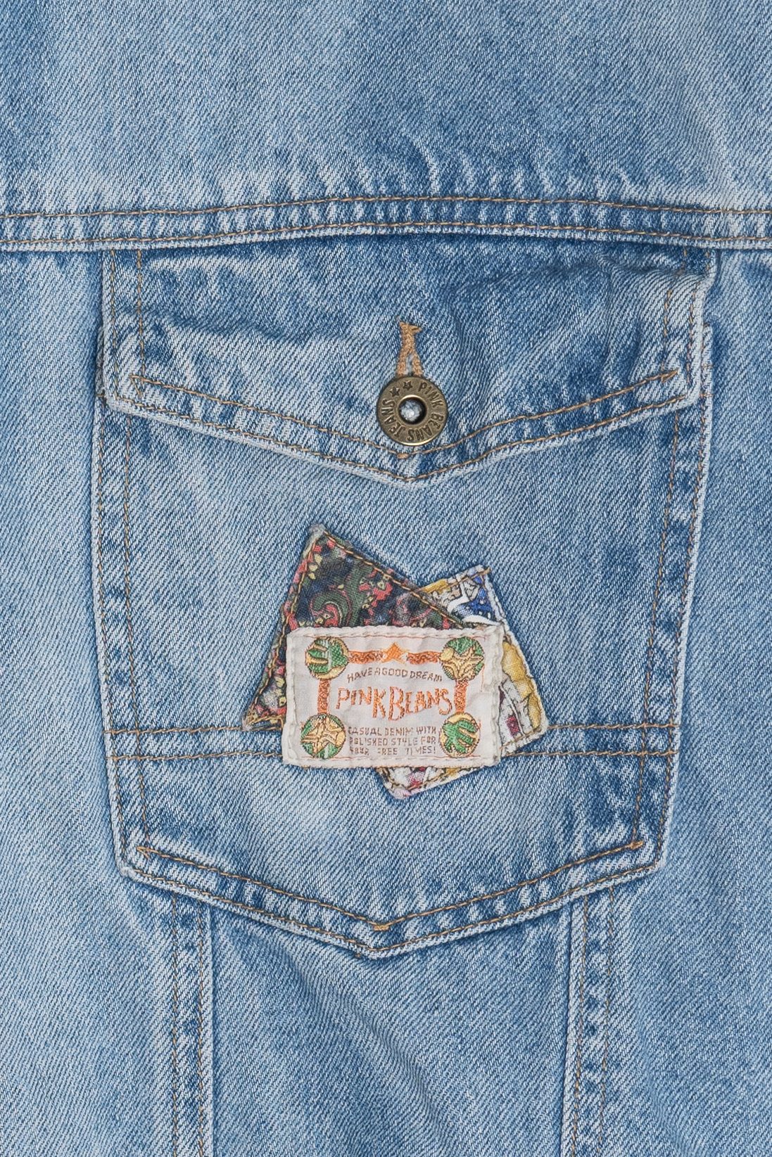 Vintage Pink Beans Paisley Detail Patchwork Denim Jacket (1990s) - Image 4
