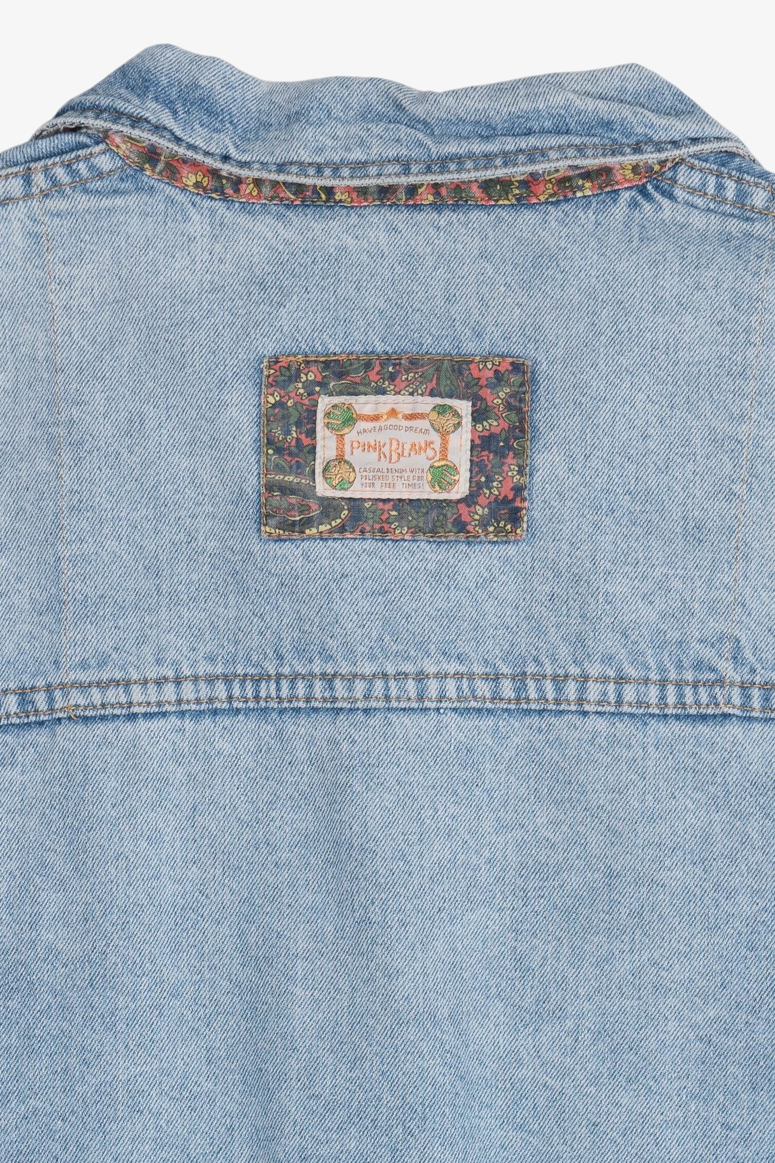 Vintage Pink Beans Paisley Detail Patchwork Denim Jacket (1990s) - Image 9