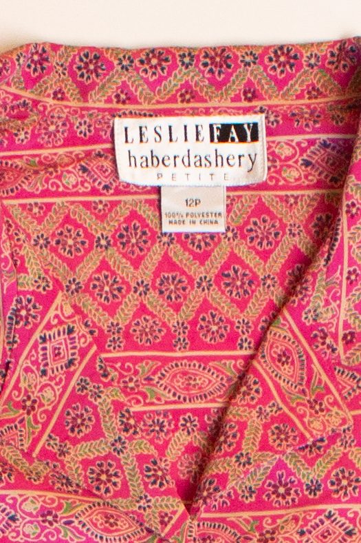 Vintage Pink Floral Stripe Button Up Shirt (1990s) - Image 3