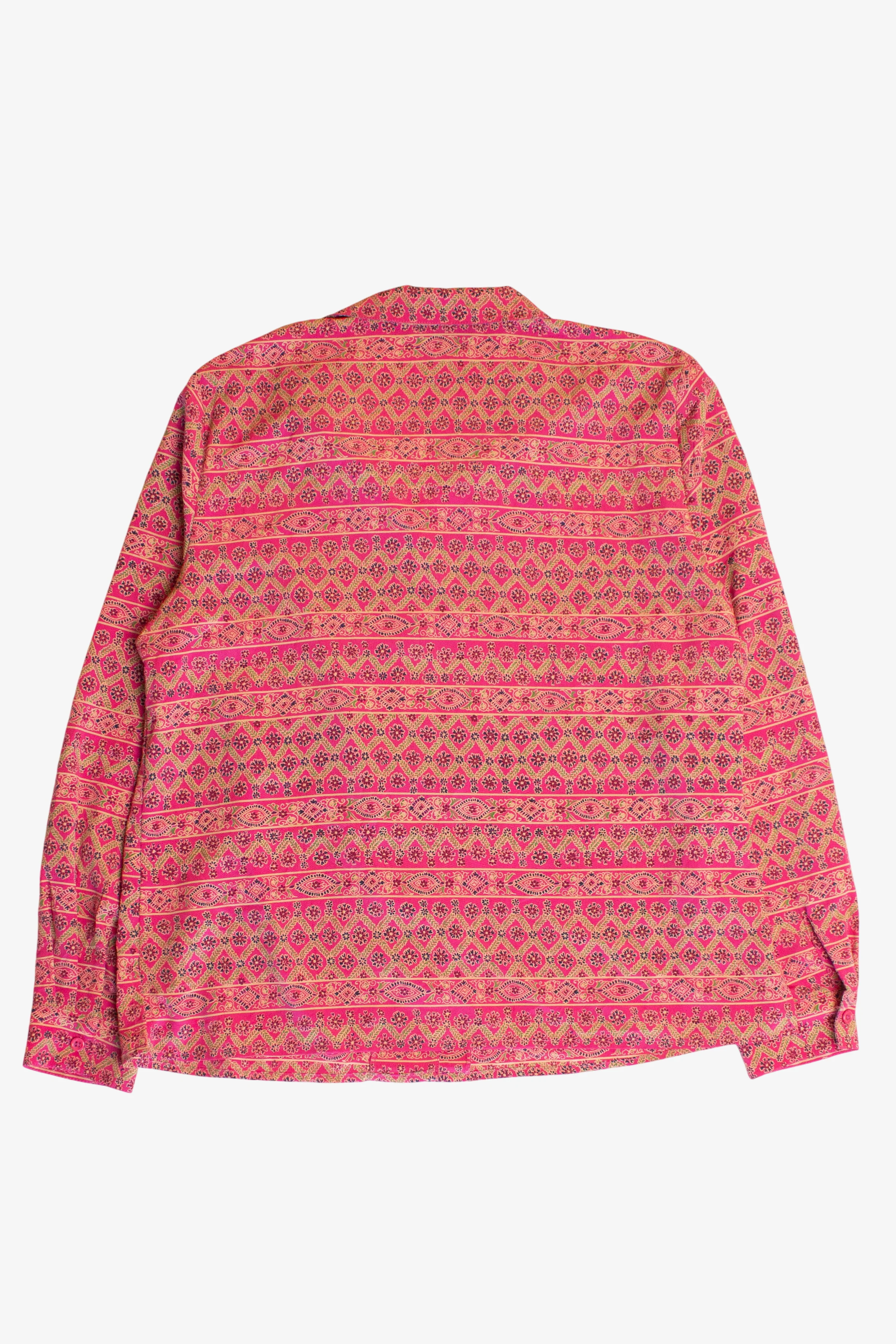 Vintage Pink Floral Stripe Button Up Shirt (1990s) - Image 4
