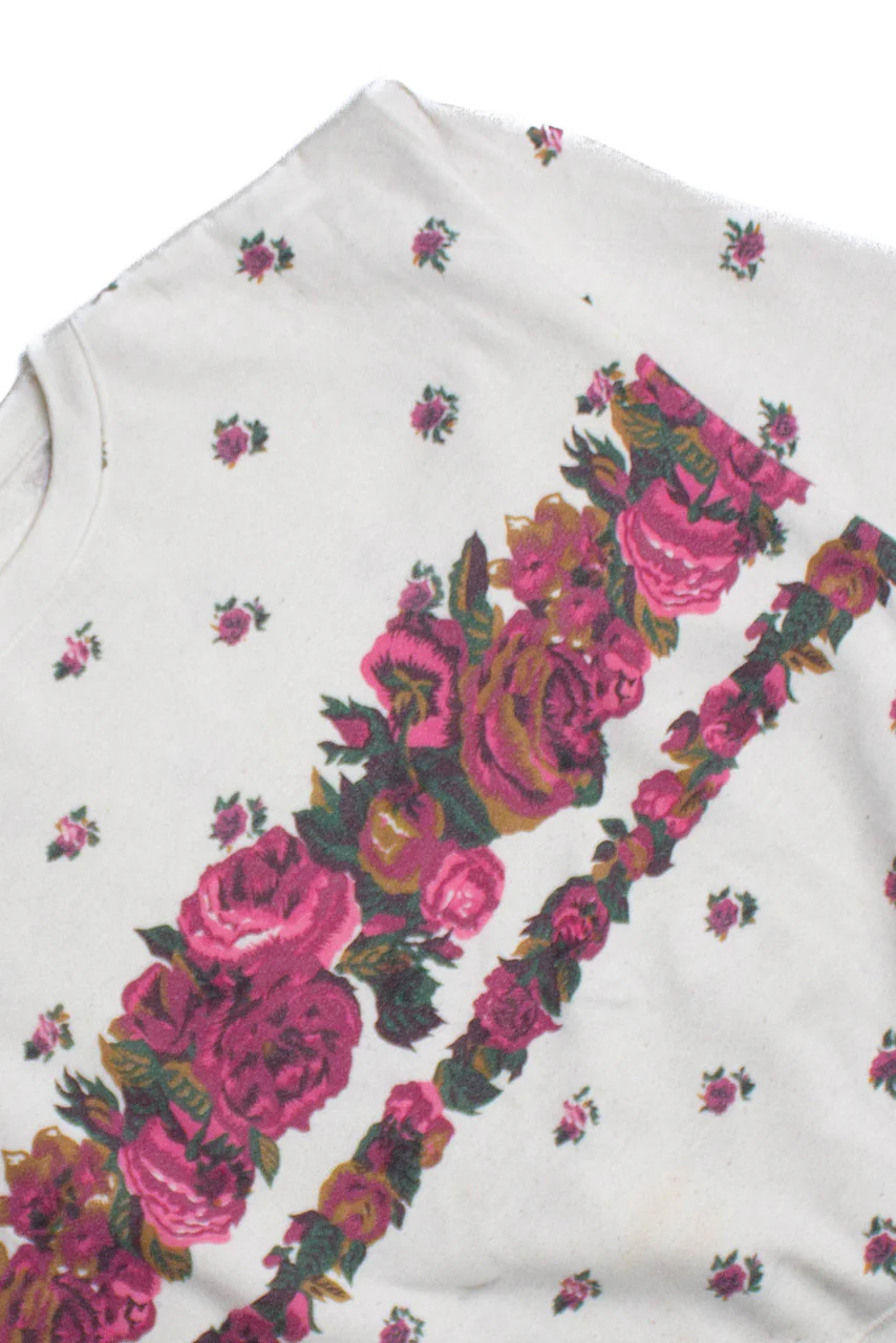 Vintage Pink Flowers Sweatshirt (1990s)
