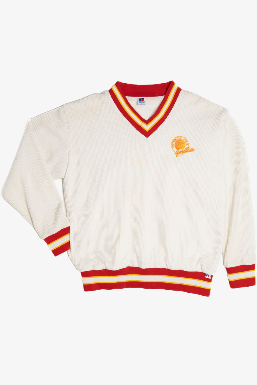 Vintage "Pittsburgh State Gorillas" Waffle Weave Nylon Lined Sweatshirt (1990s)