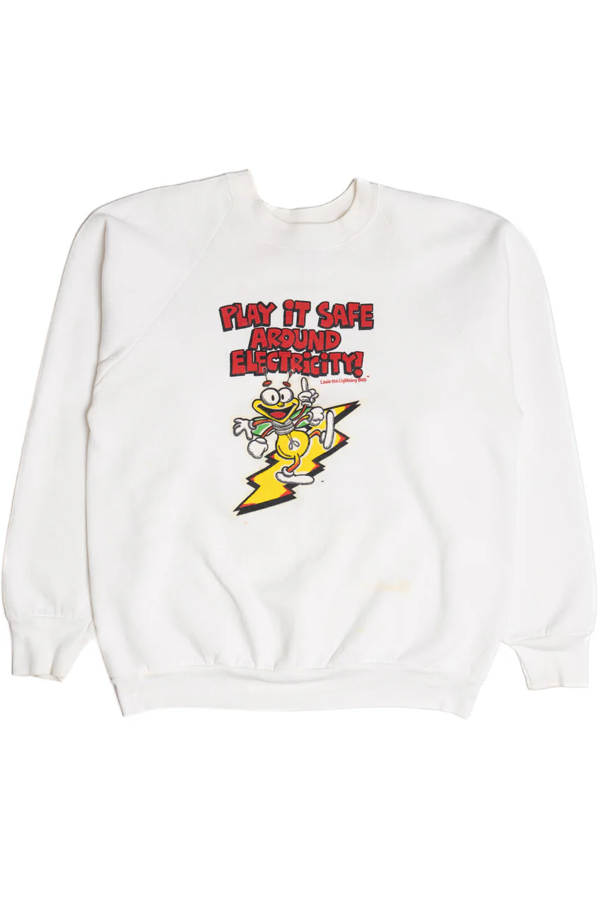 Vintage "Play It Safe Around Electricity" Sweatshirt - Image 5