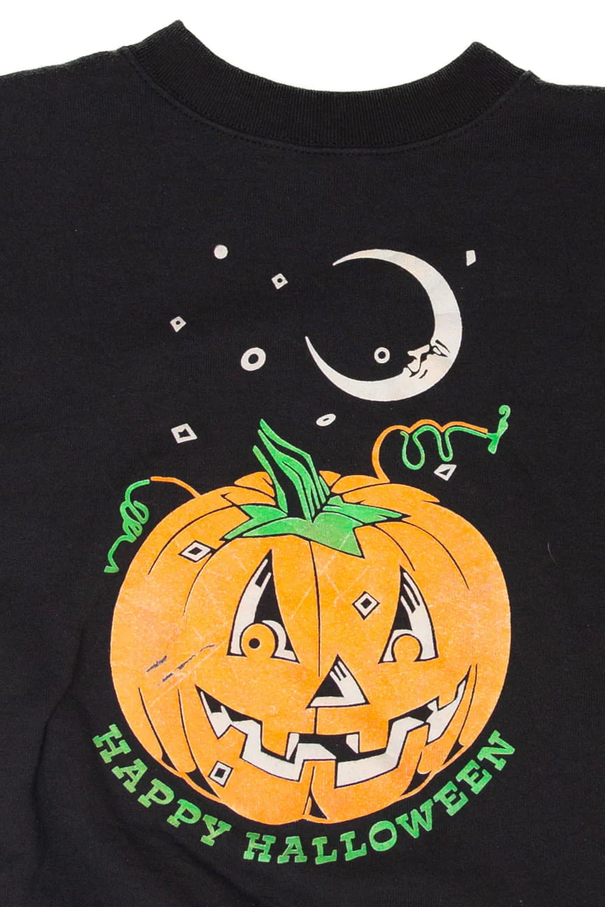 Vintage Pumpkin Happy Halloween Sweatshirt (2000s) - Image 2