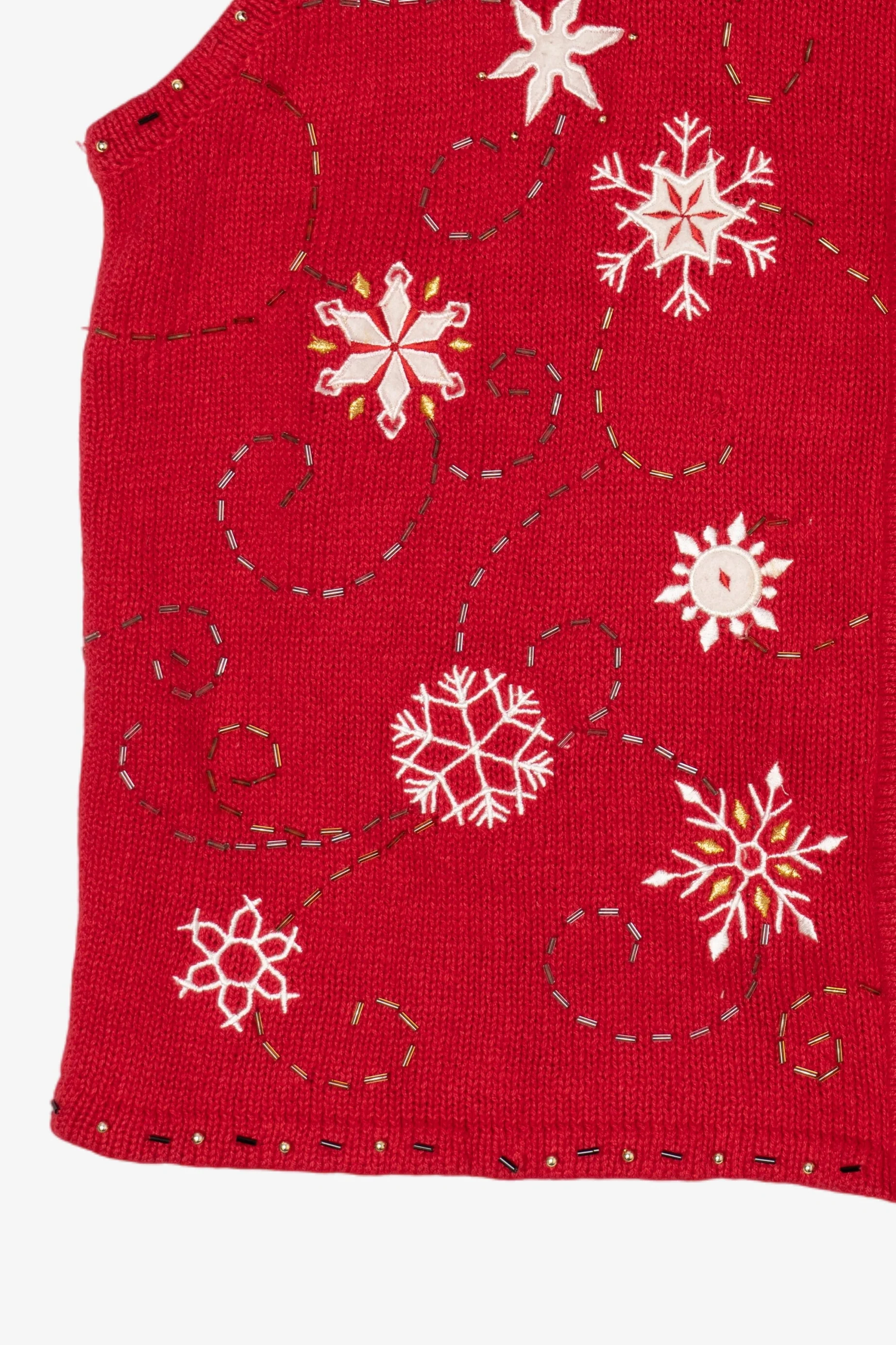Vintage Red Ambra Snowflakes Ugly Christmas Vest (1990s) - Image 8