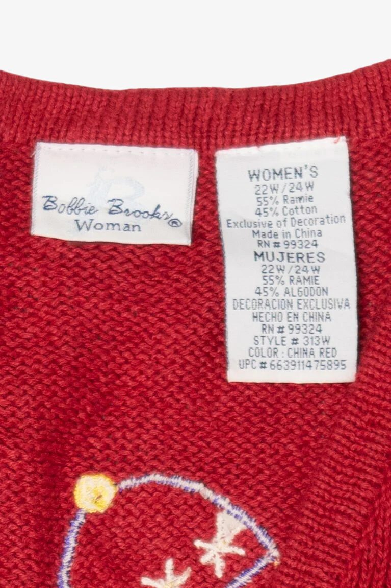 Vintage Red Bobbie Brooks Snowmen Ugly Christmas Vest (1990s) - Image 5