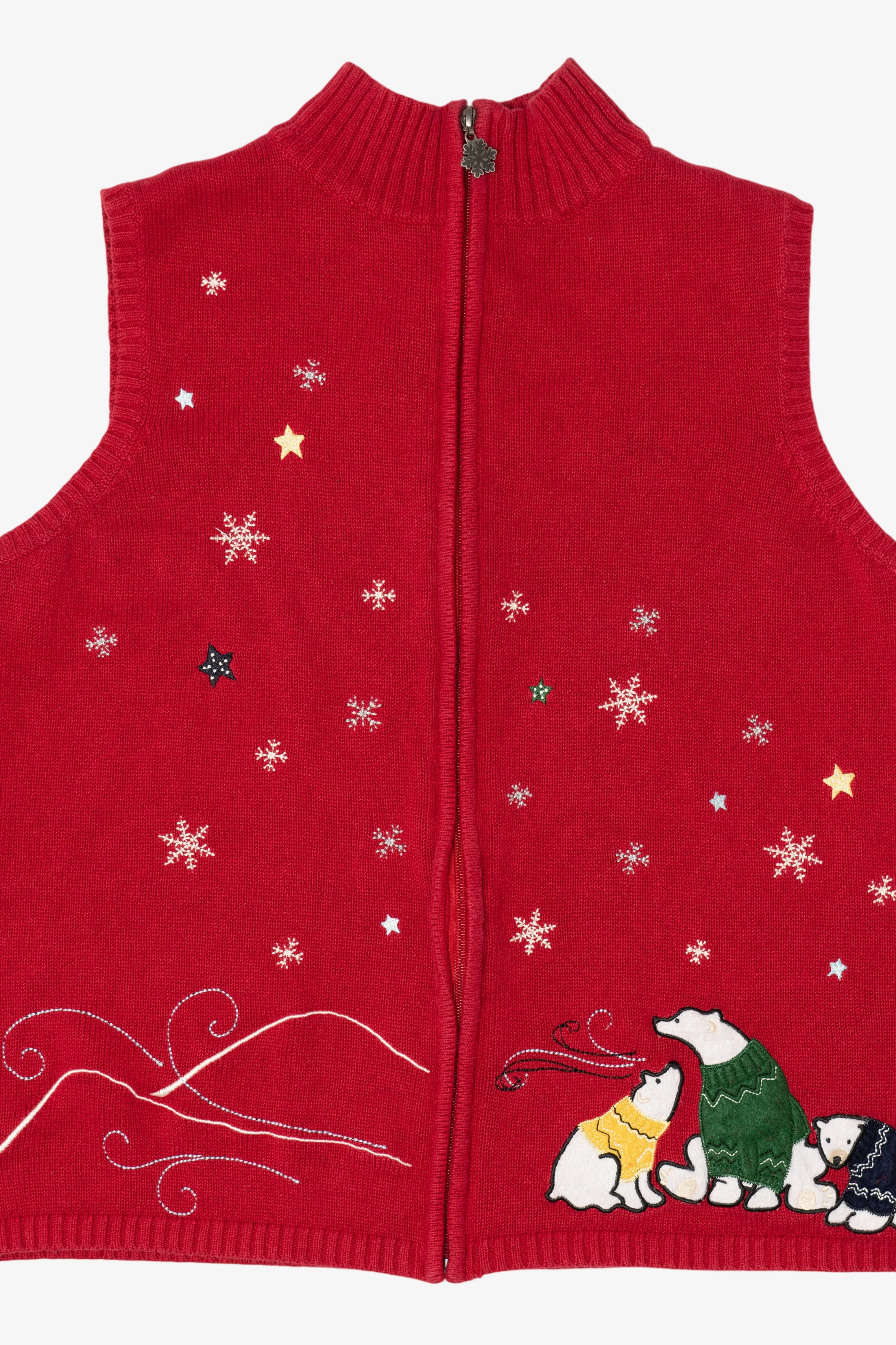 Vintage Red Christopher & Banks Polar Bears Ugly Christmas Vest (2000s) - Image 6