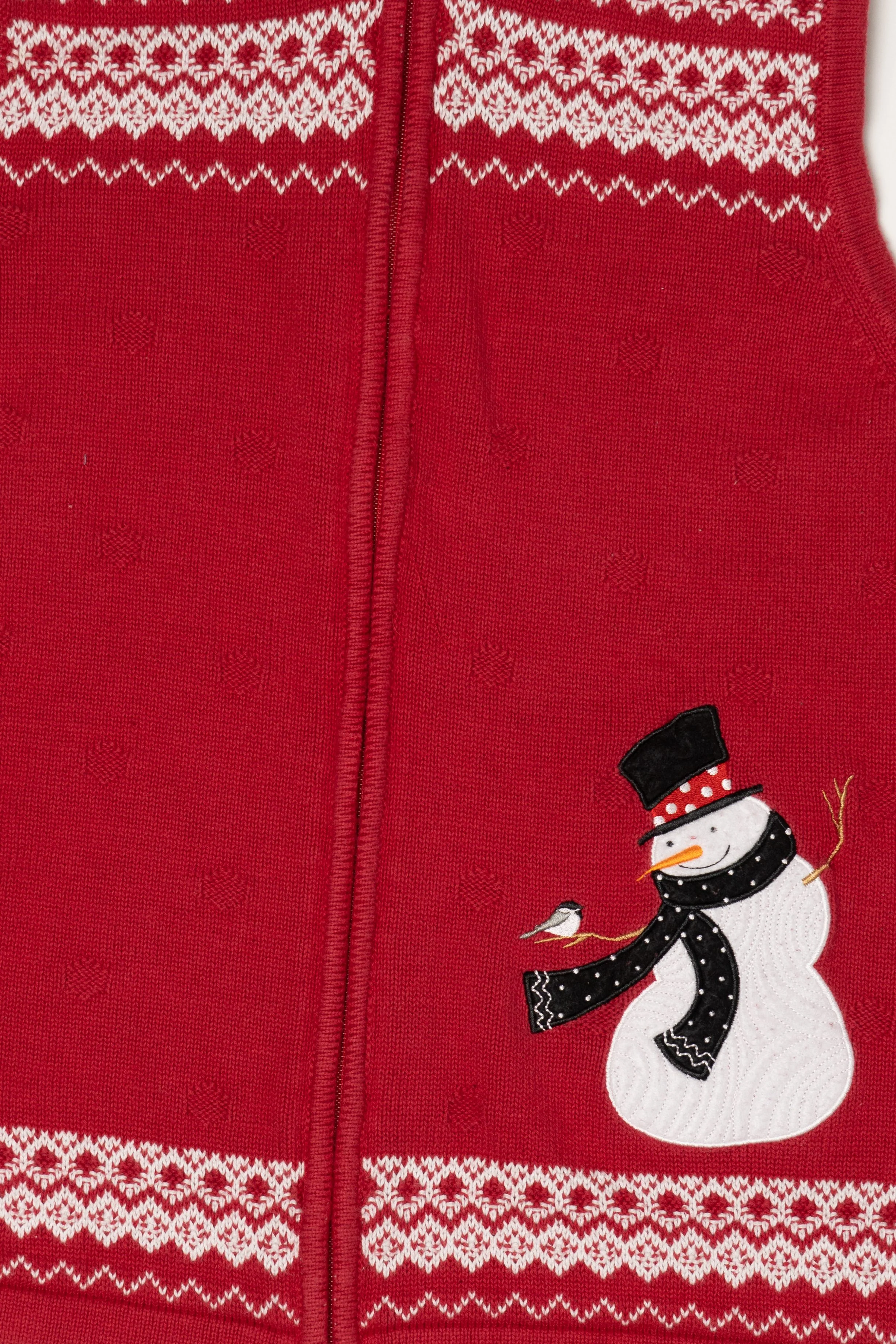 Vintage Red Christopher & Banks Snowmen Ugly Christmas Vest (2000s) - Image 2