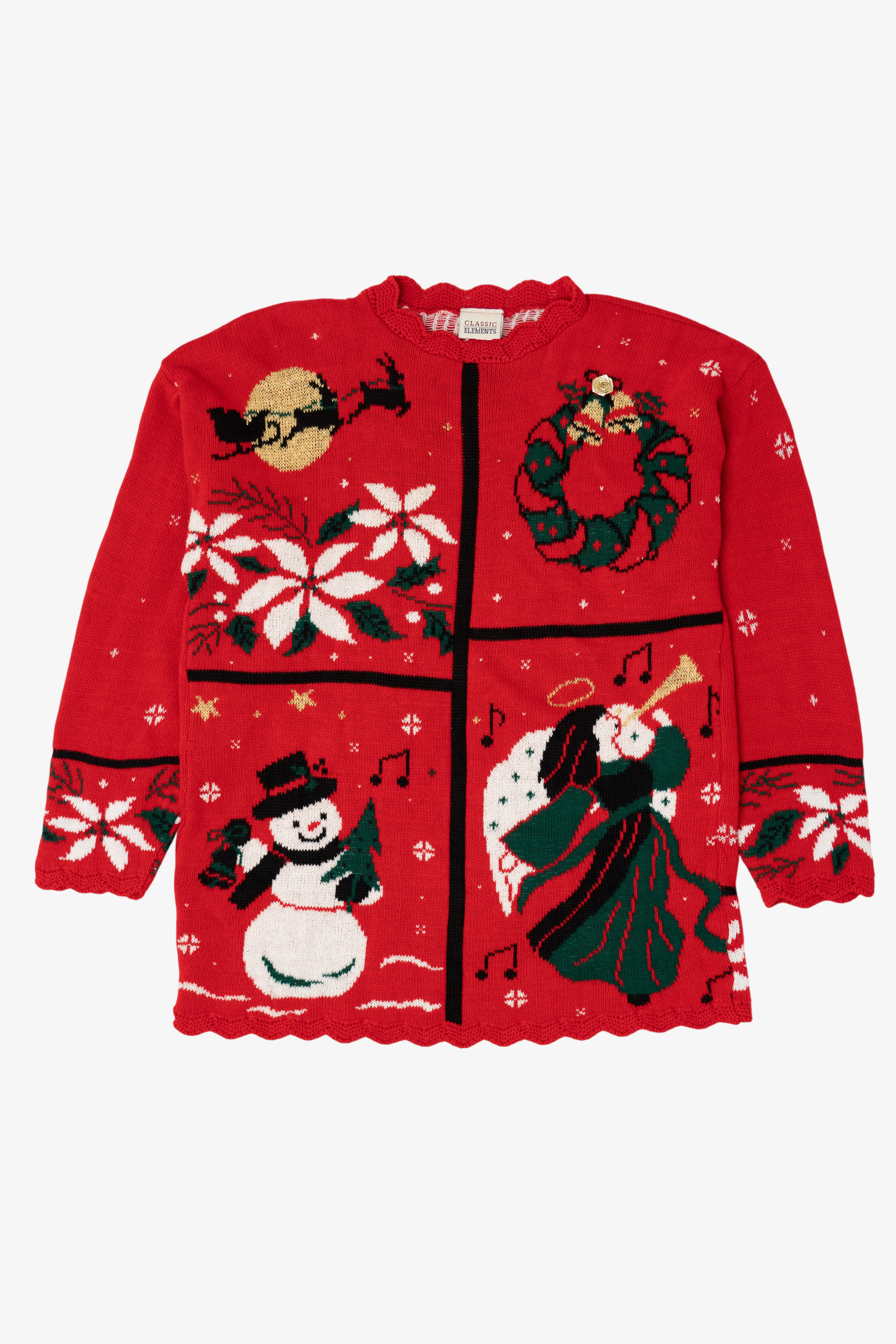 Vintage Red Classic Elements Ugly Christmas Sweater (1990s)
