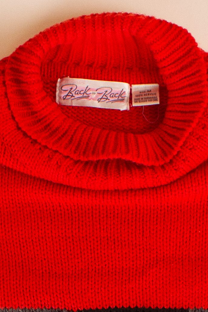Vintage Red Cropped Turtleneck Sweater (1990s) - Image 4