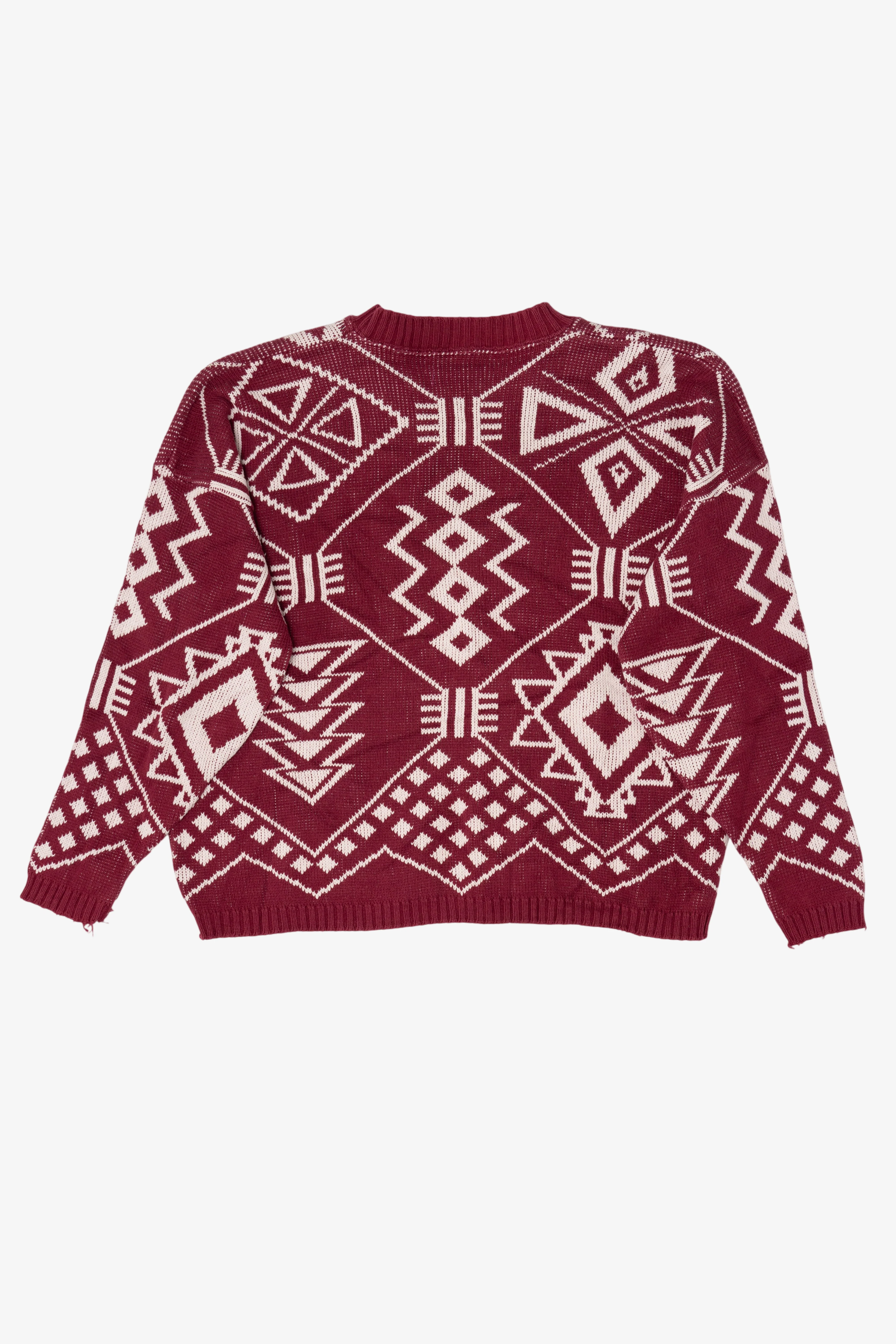 Vintage Red Geometric Pattern Sweater (1980s) - Image 2