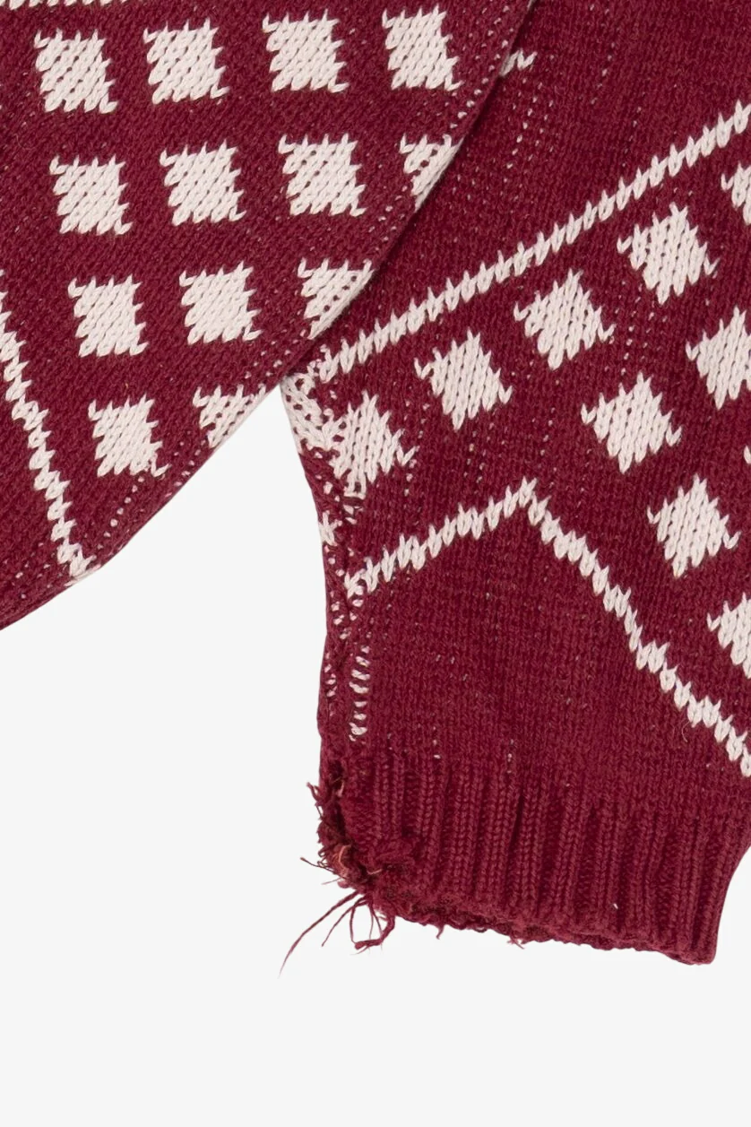 Vintage Red Geometric Pattern Sweater (1980s) - Image 4