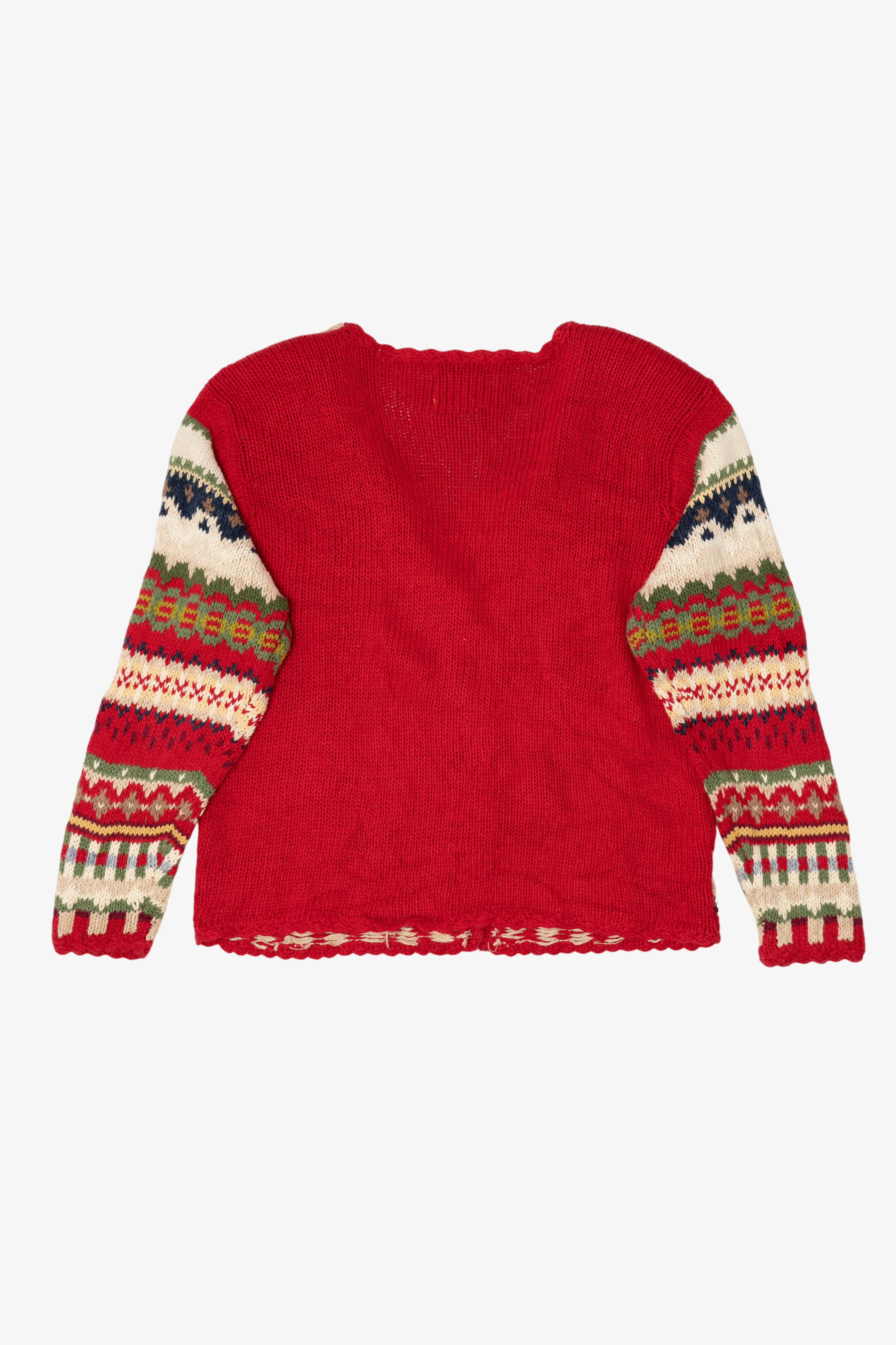 Vintage Red Heirloom Collectible Stockings Christmas Cardigan (1990s) - Image 2