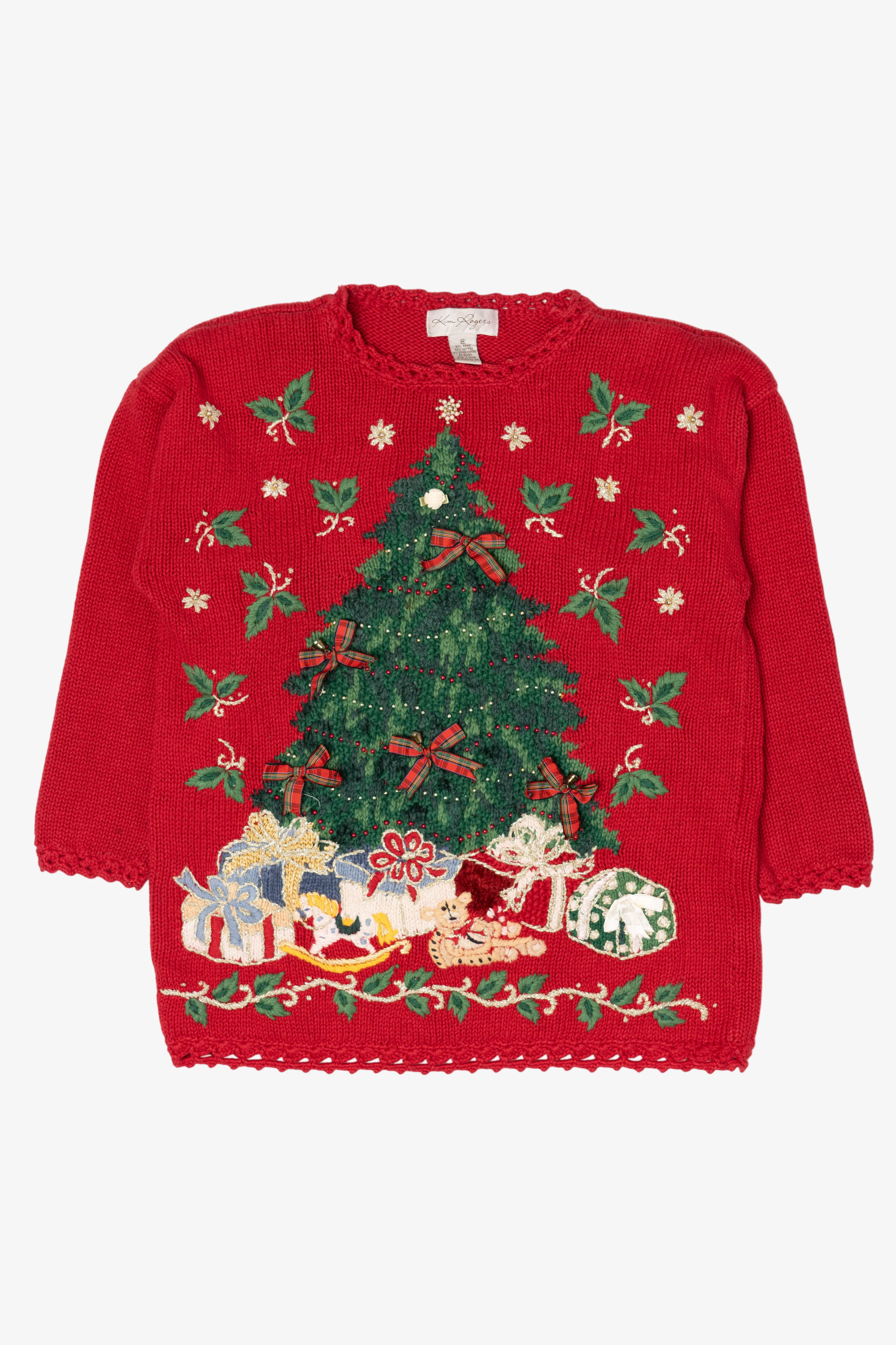 Vintage Red Kim Rogers Tree Ugly Christmas Pullover (1990s)