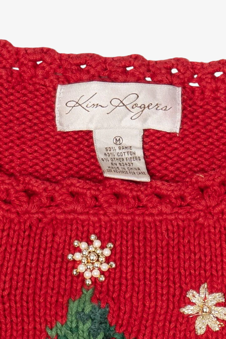 Vintage Red Kim Rogers Tree Ugly Christmas Pullover (1990s) - Image 3