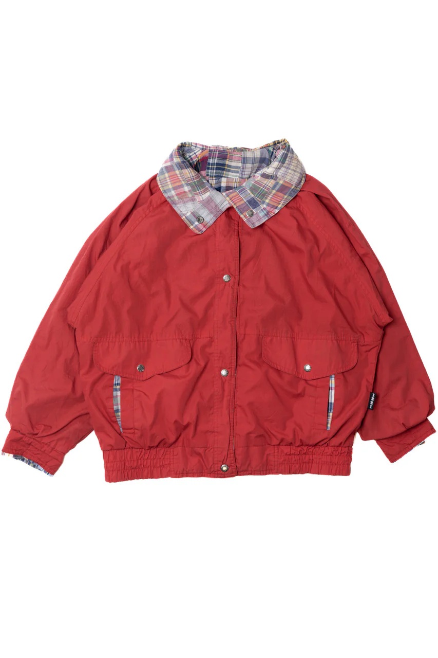 Vintage Red Plaid Lined Izzi Lightweight Jacket - Image 5