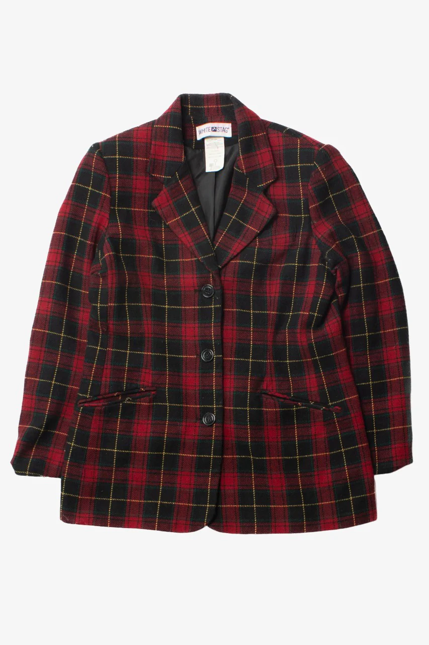 Vintage Red Plaid White Stag Blazer (1990s)