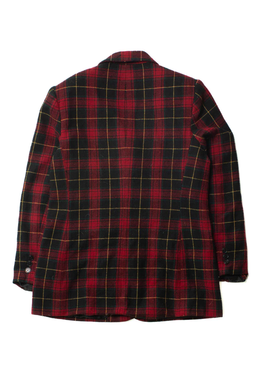 Vintage Red Plaid White Stag Blazer (1990s) - Image 3