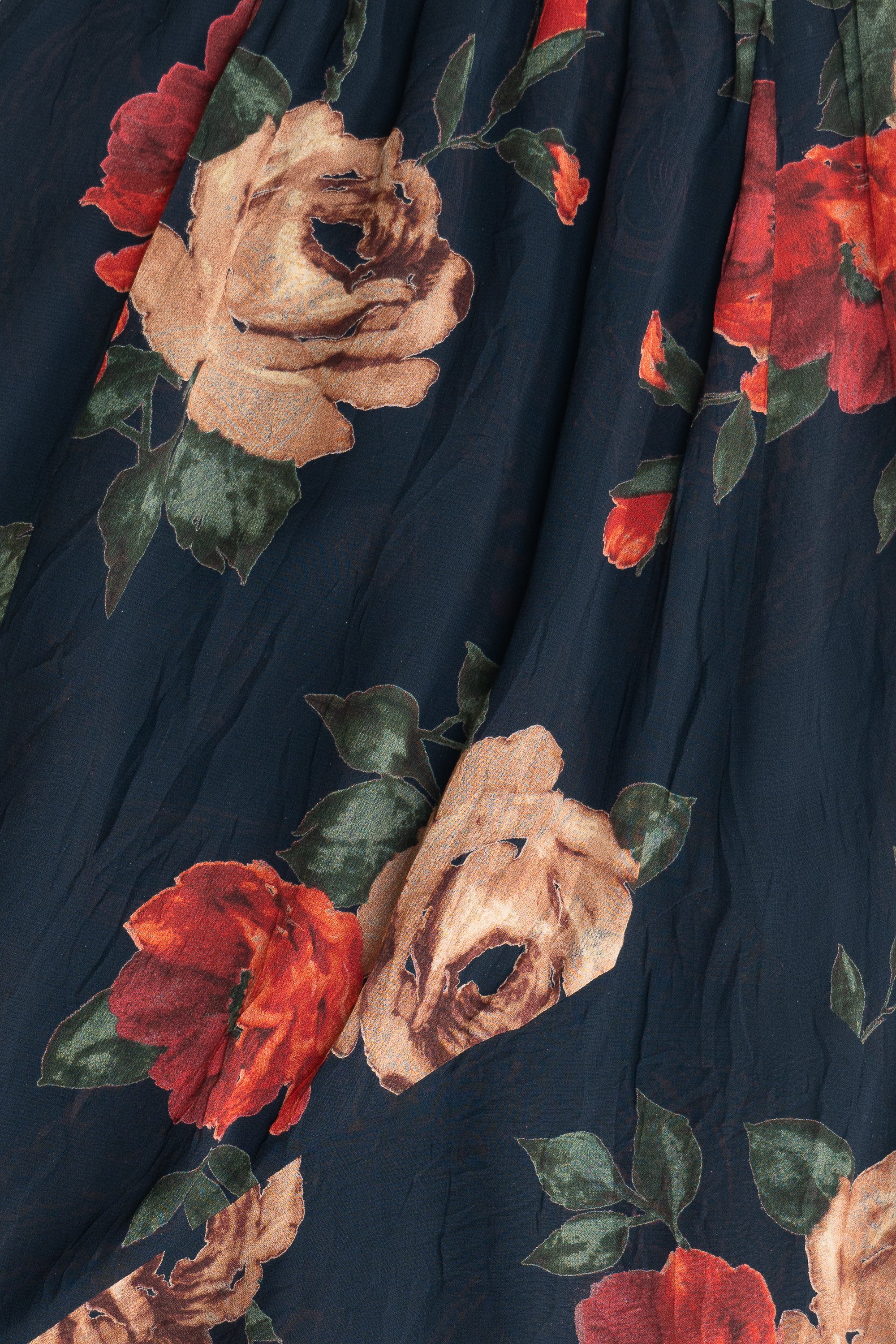 Vintage Red Rose Elastic Waist Maxi Skirt (2000s) - Image 2