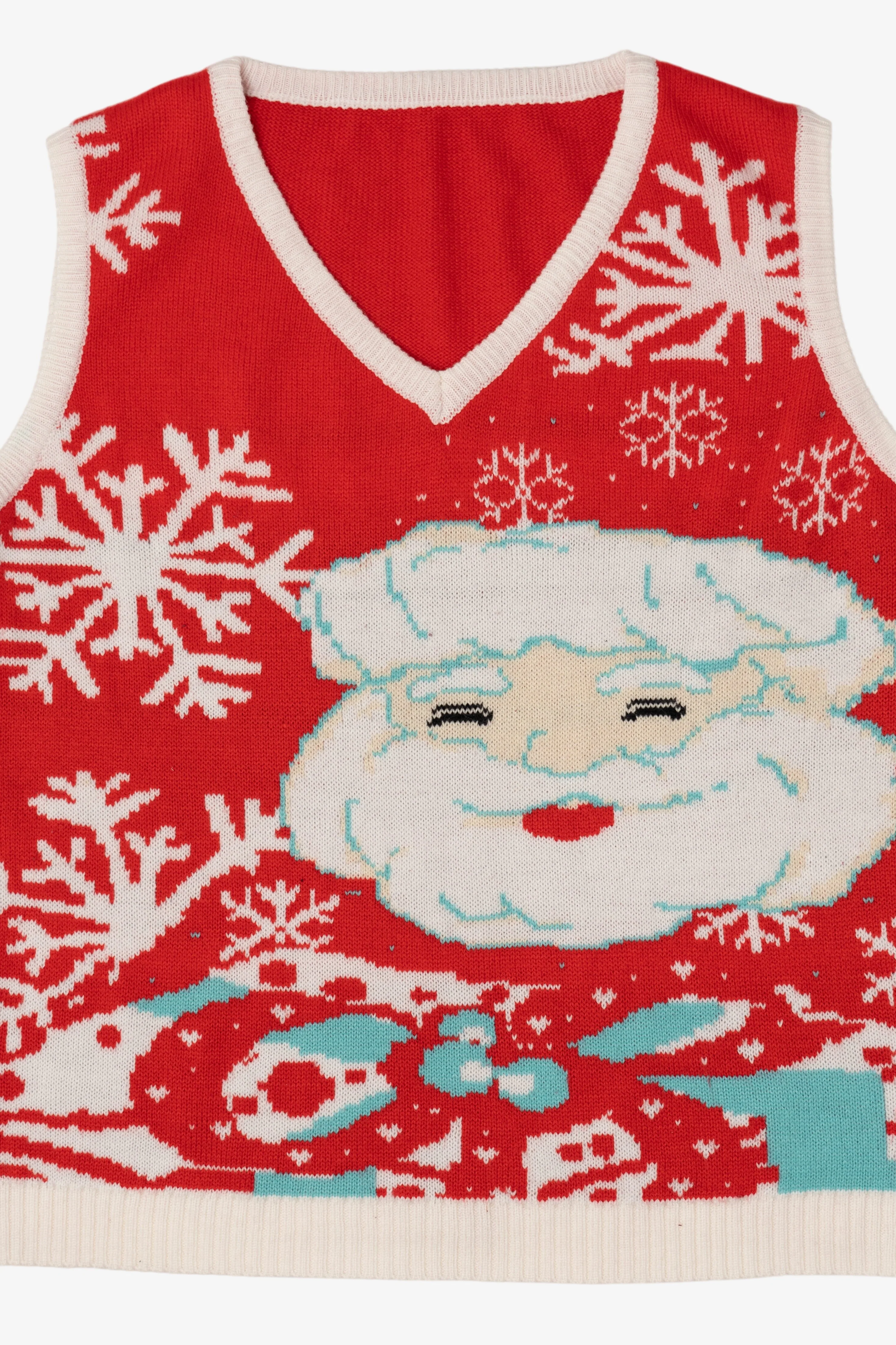 Vintage Red Santa Face Ugly Christmas Vest (2000s) - Image 4