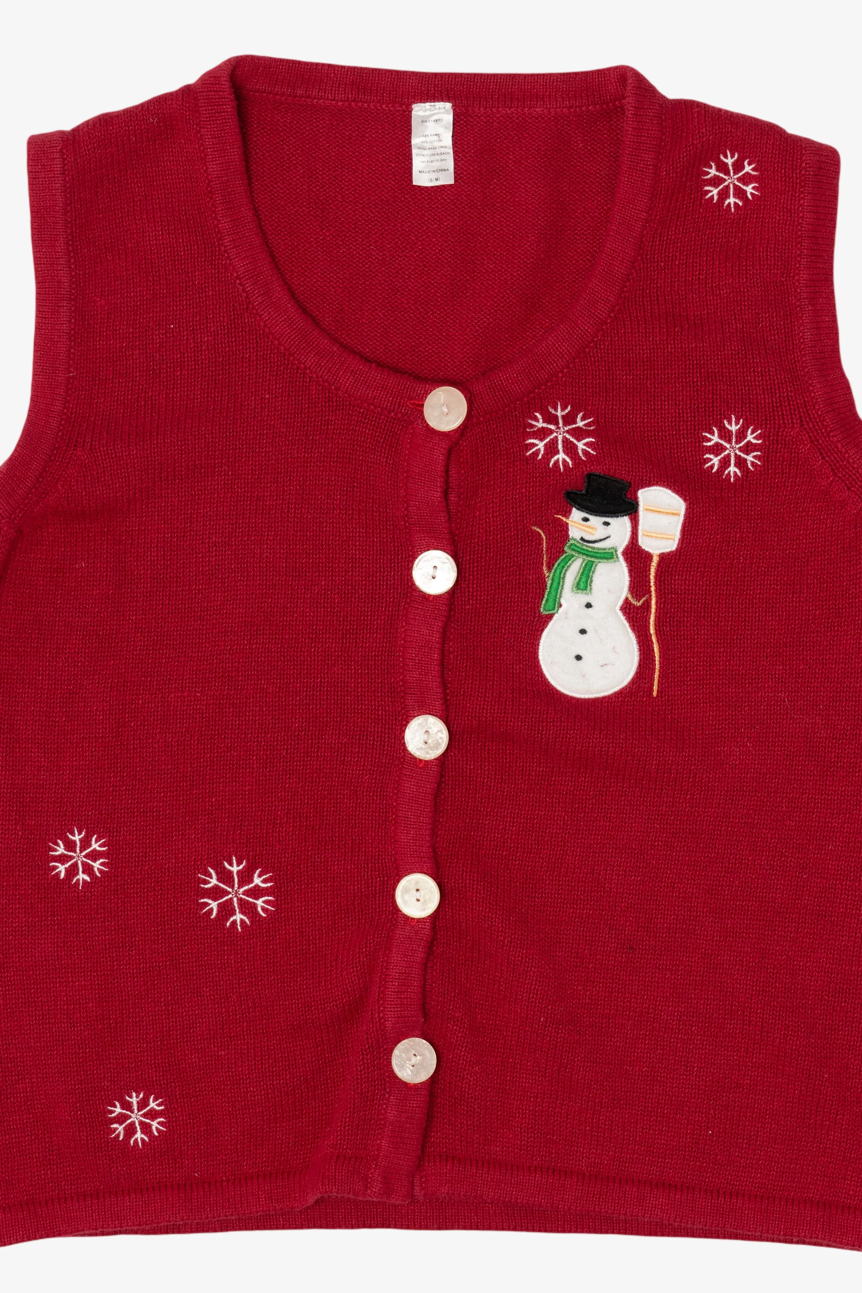 Vintage Red Snowmen Ugly Christmas Vest (2000s) - Image 5