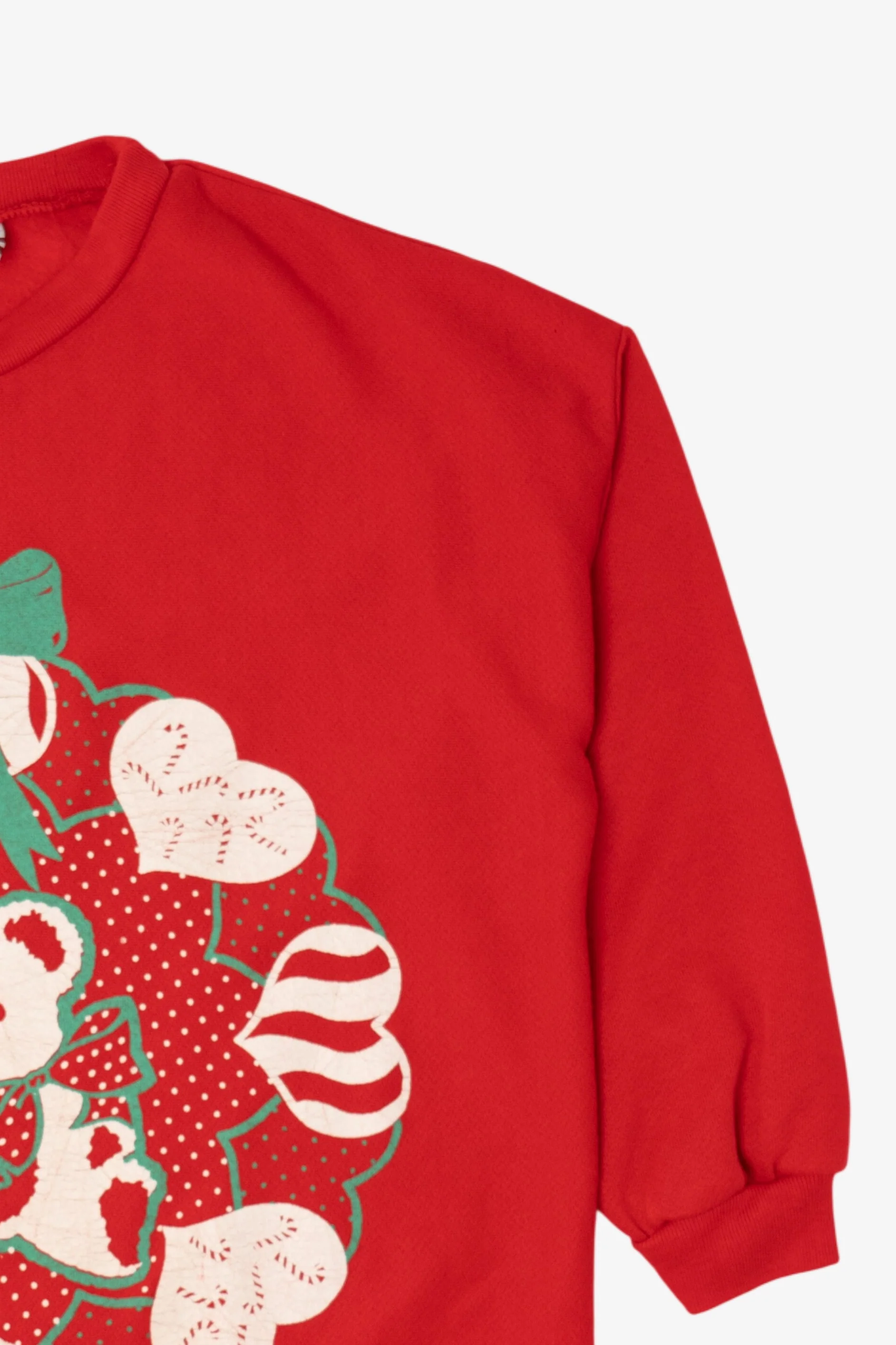 Vintage Red Starlit Night Teddy Bear Ugly Christmas Sweater (1980s) - Image 7