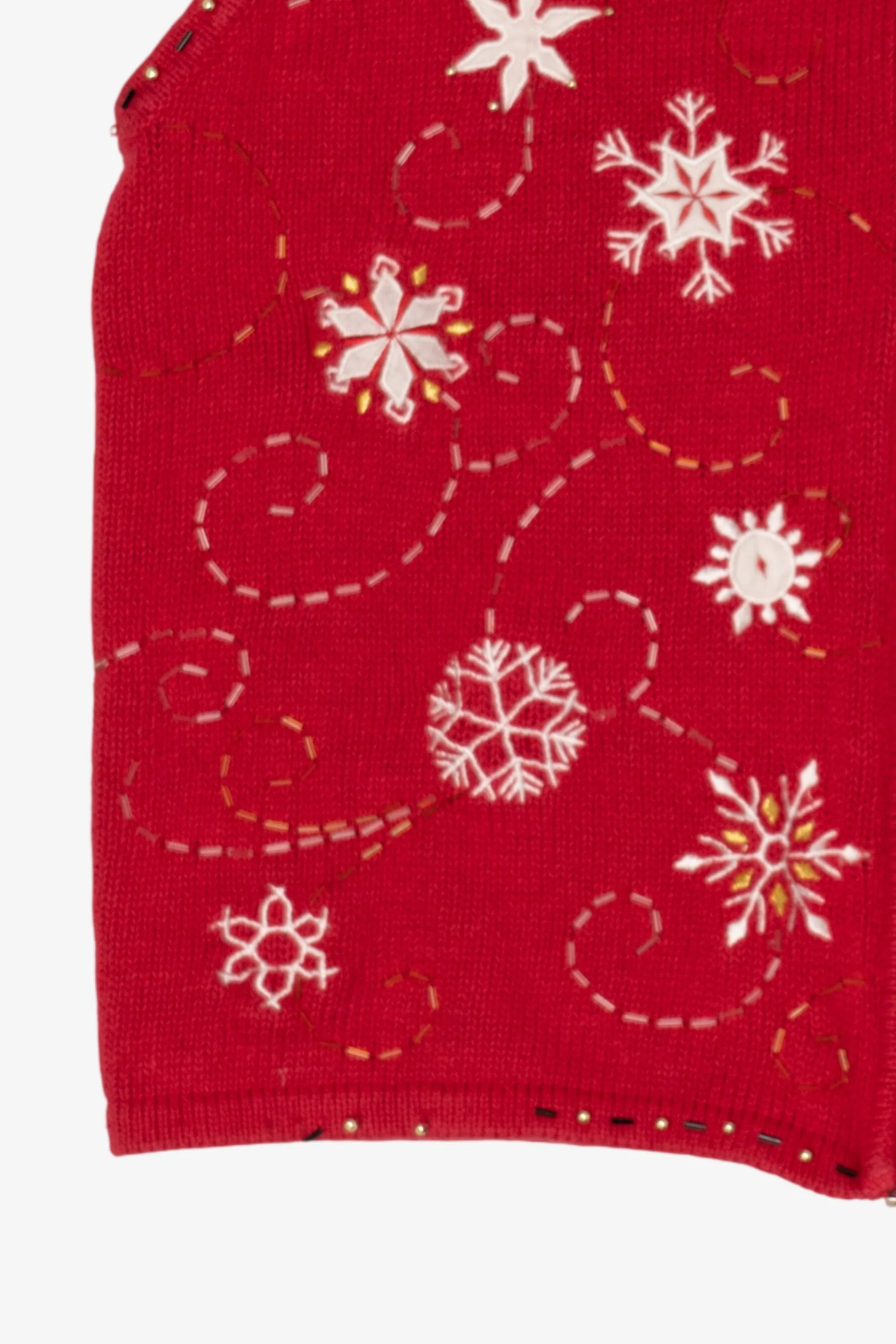 Vintage Red Studio Joy Snowflakes Ugly Christmas Vest (1990s) - Image 8