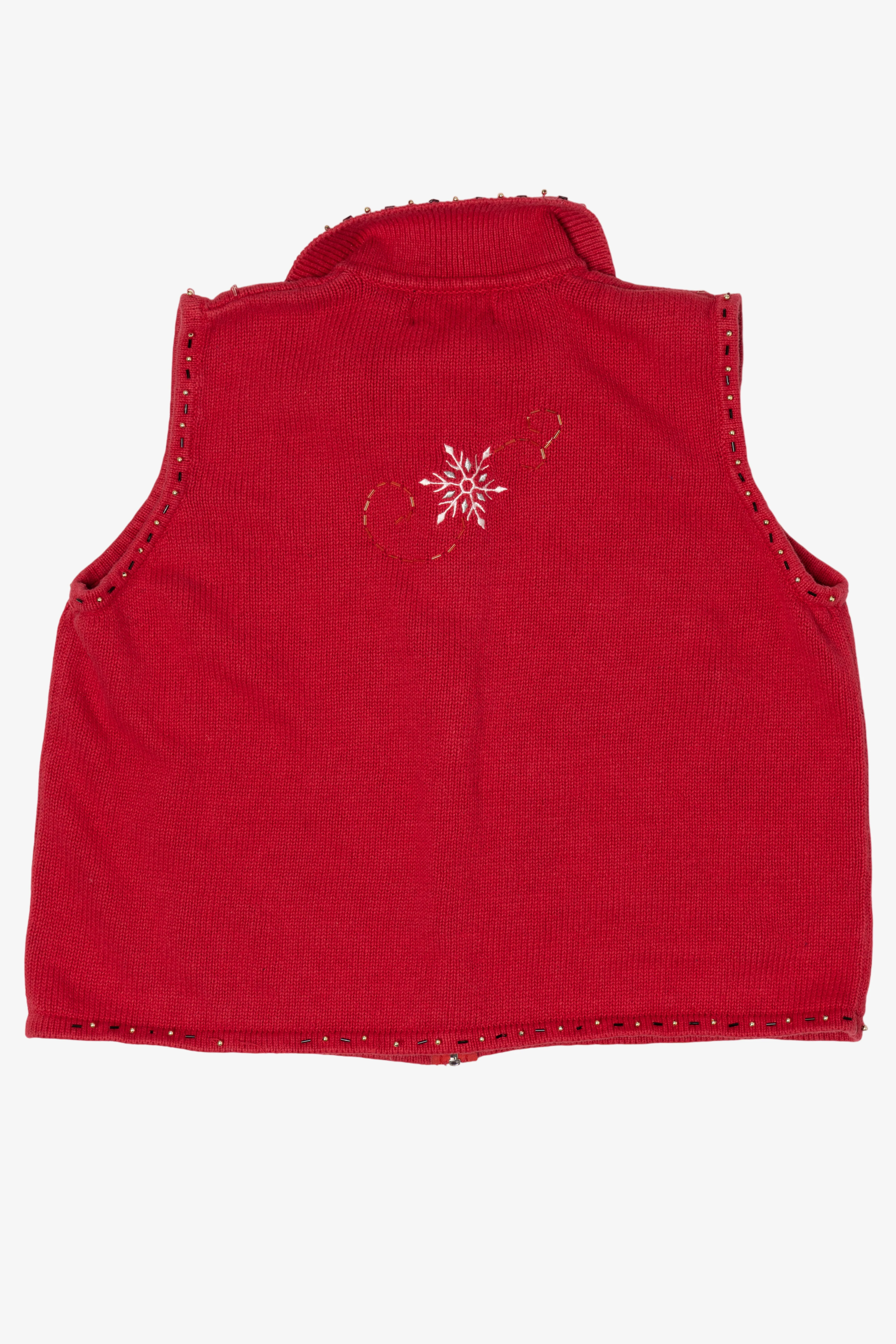 Vintage Red Studio Joy Snowflakes Ugly Christmas Vest (1990s) - Image 2