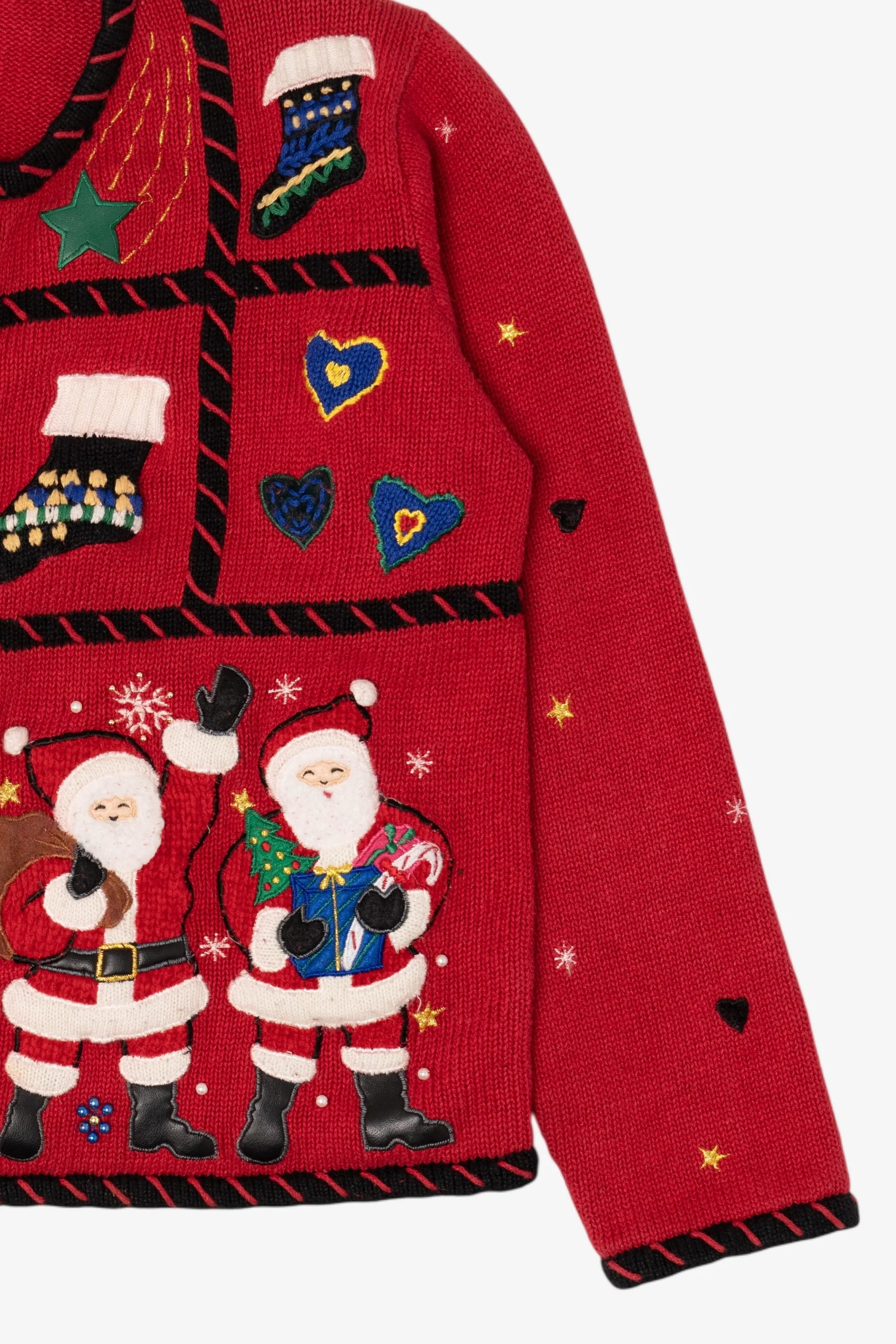 Vintage Red Studio Work Santas Ugly Christmas Cardigan (1990s) - Image 10