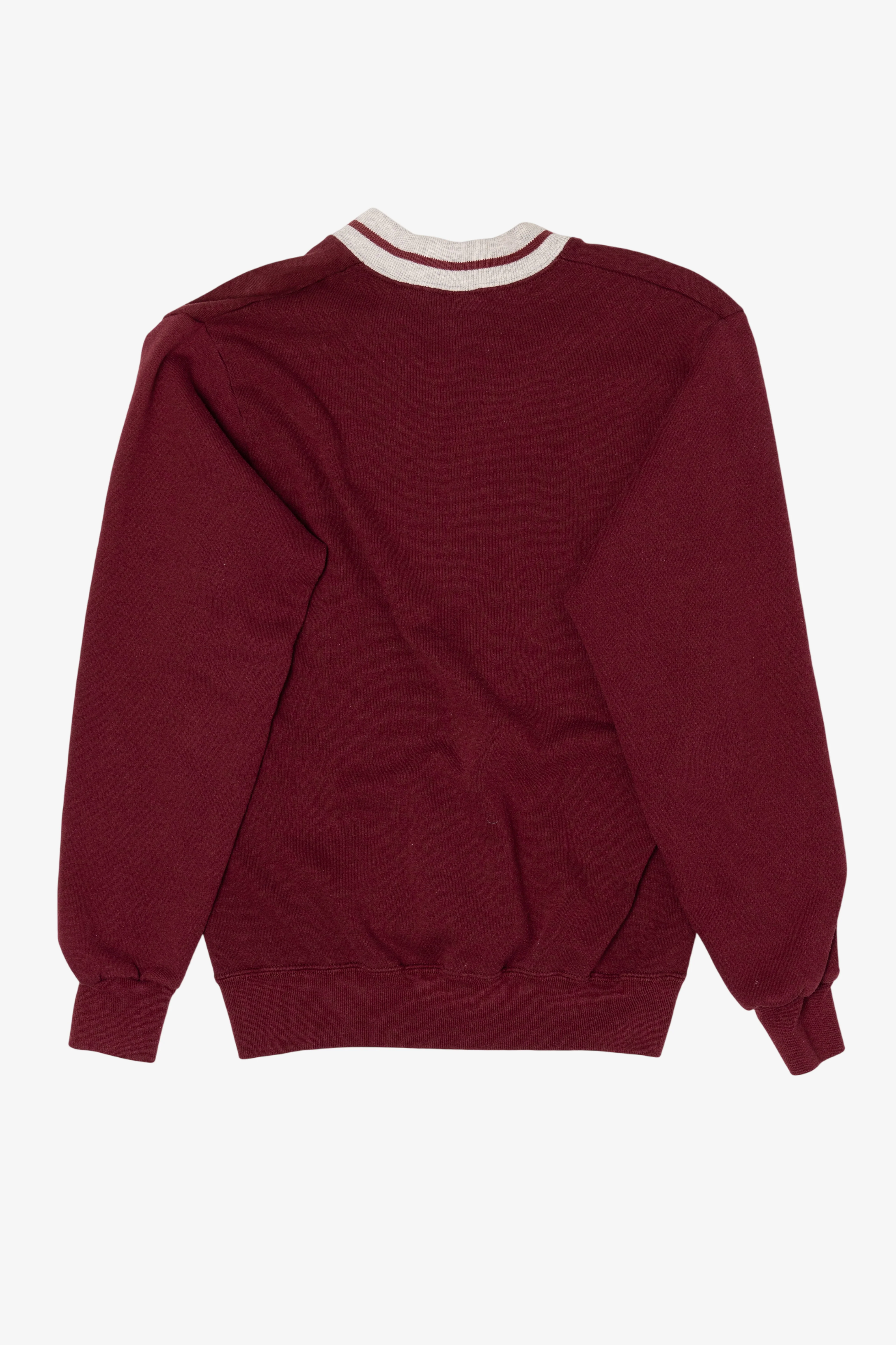Vintage Red Texwood Industries Inc "We Build Quality" V-Neck Sweatshirt (1990s) - Image 4