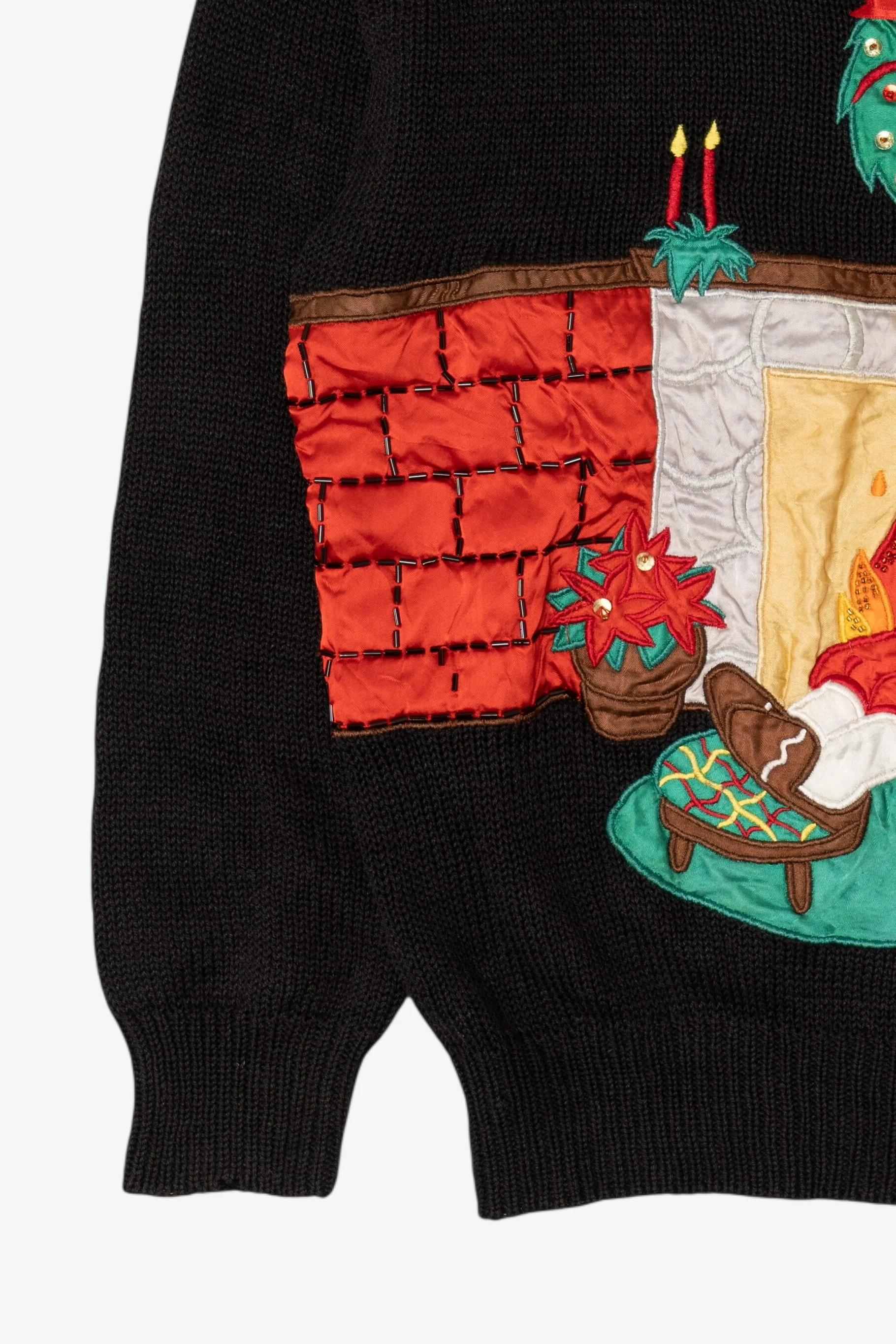 Vintage Santa And Fireplace Ugly Christmas Sweater (1990s) - Image 8