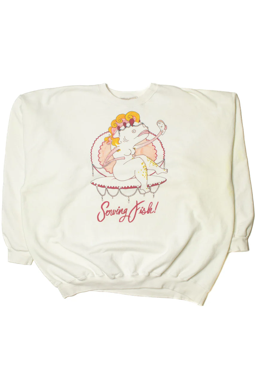 Vintage "Serving Fish!" Sweatshirt - Image 2