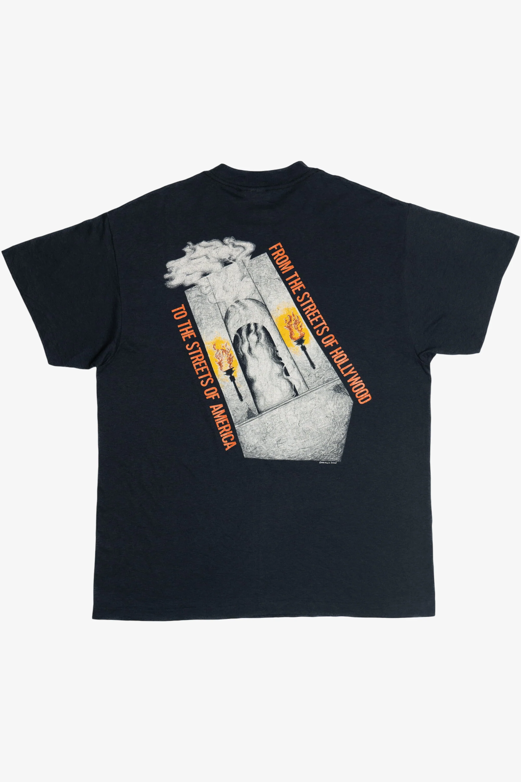 Vintage Shark Island "To The Streets Of America" Glam Metal Band T-Shirt (1990s) - Image 2