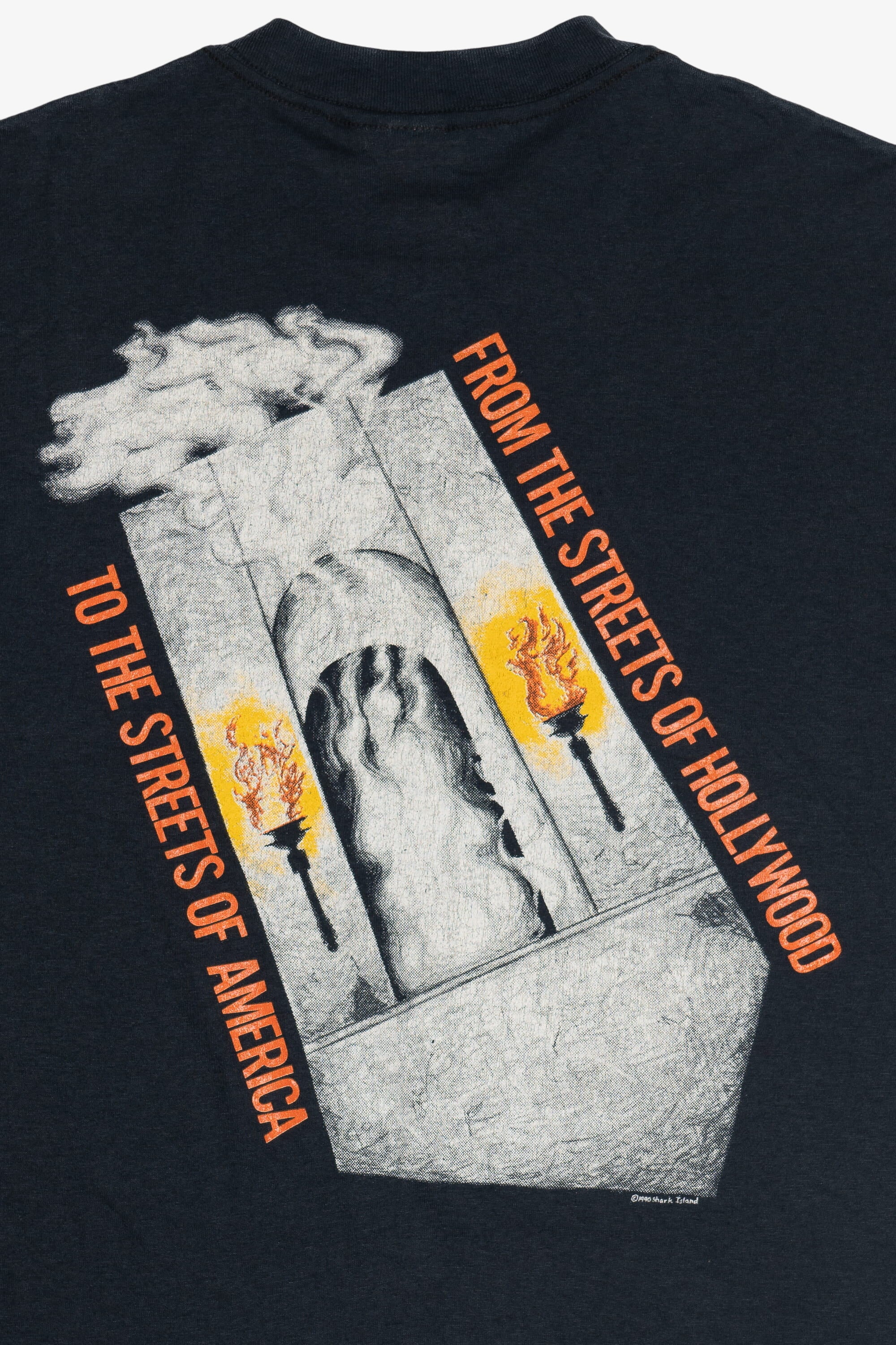 Vintage Shark Island "To The Streets Of America" Glam Metal Band T-Shirt (1990s) - Image 3