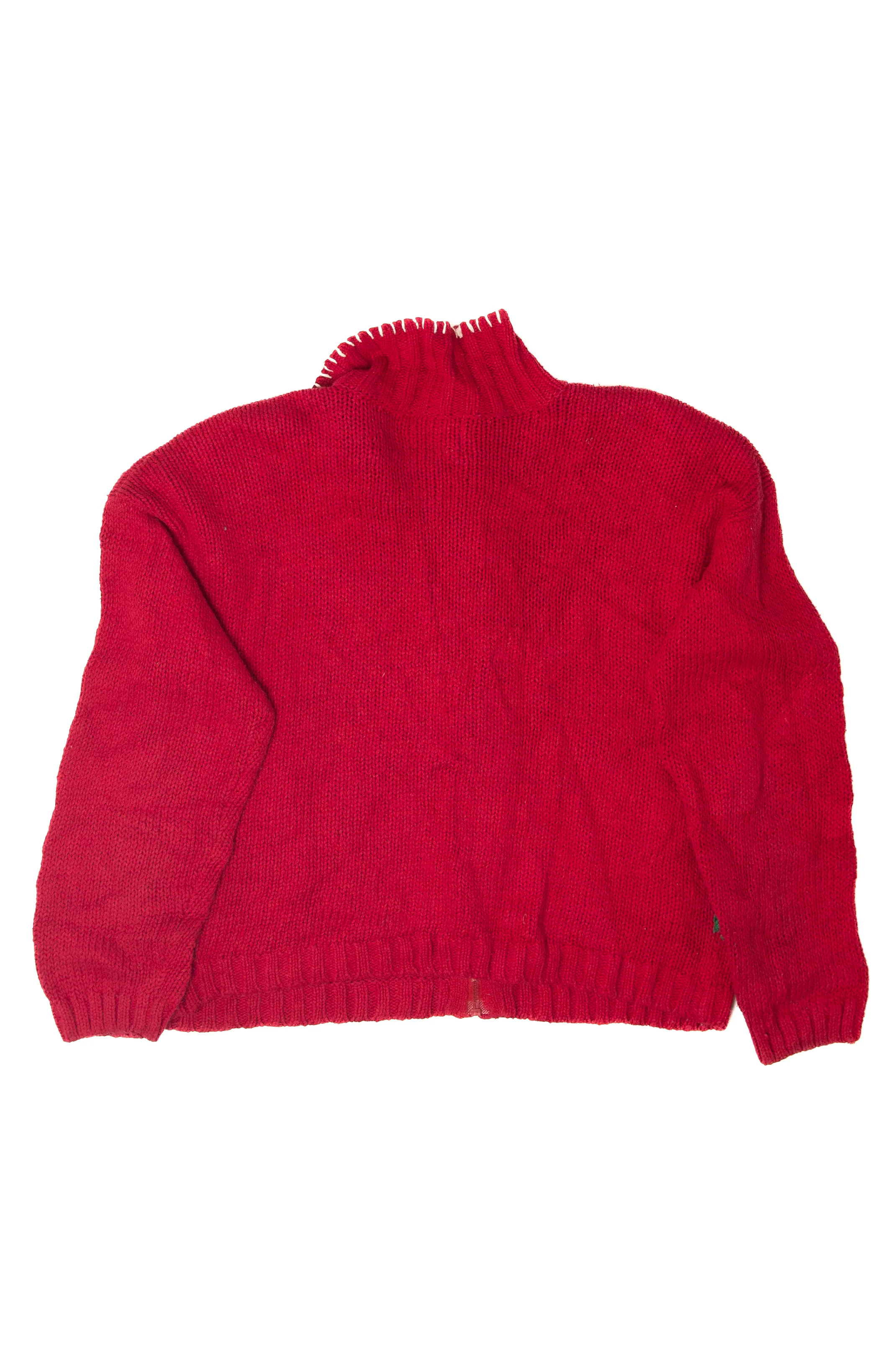 Vintage Snowmen Skiing Ugly Christmas Cardigan (1990s) - Image 3