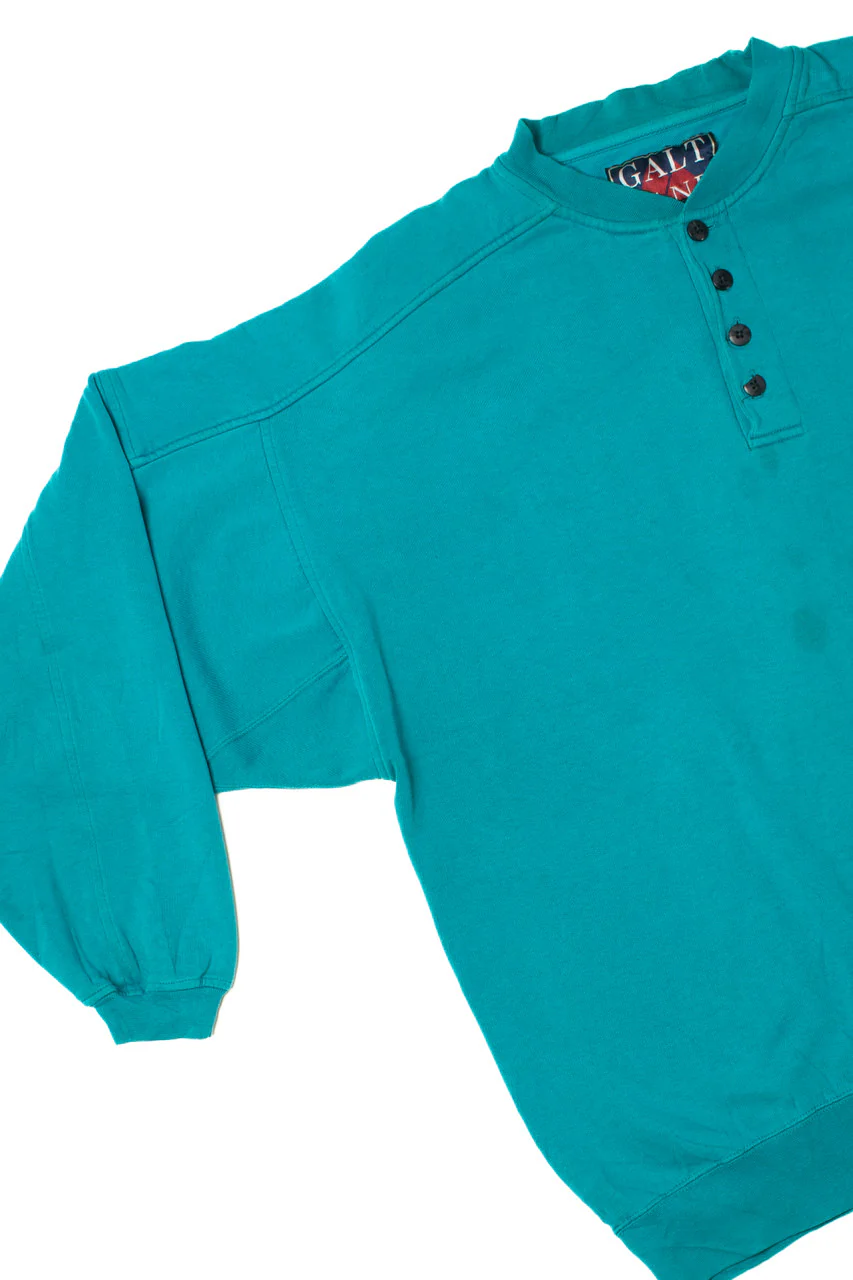 Vintage Starter Embroidered Logo Button Henley Sweatshirt