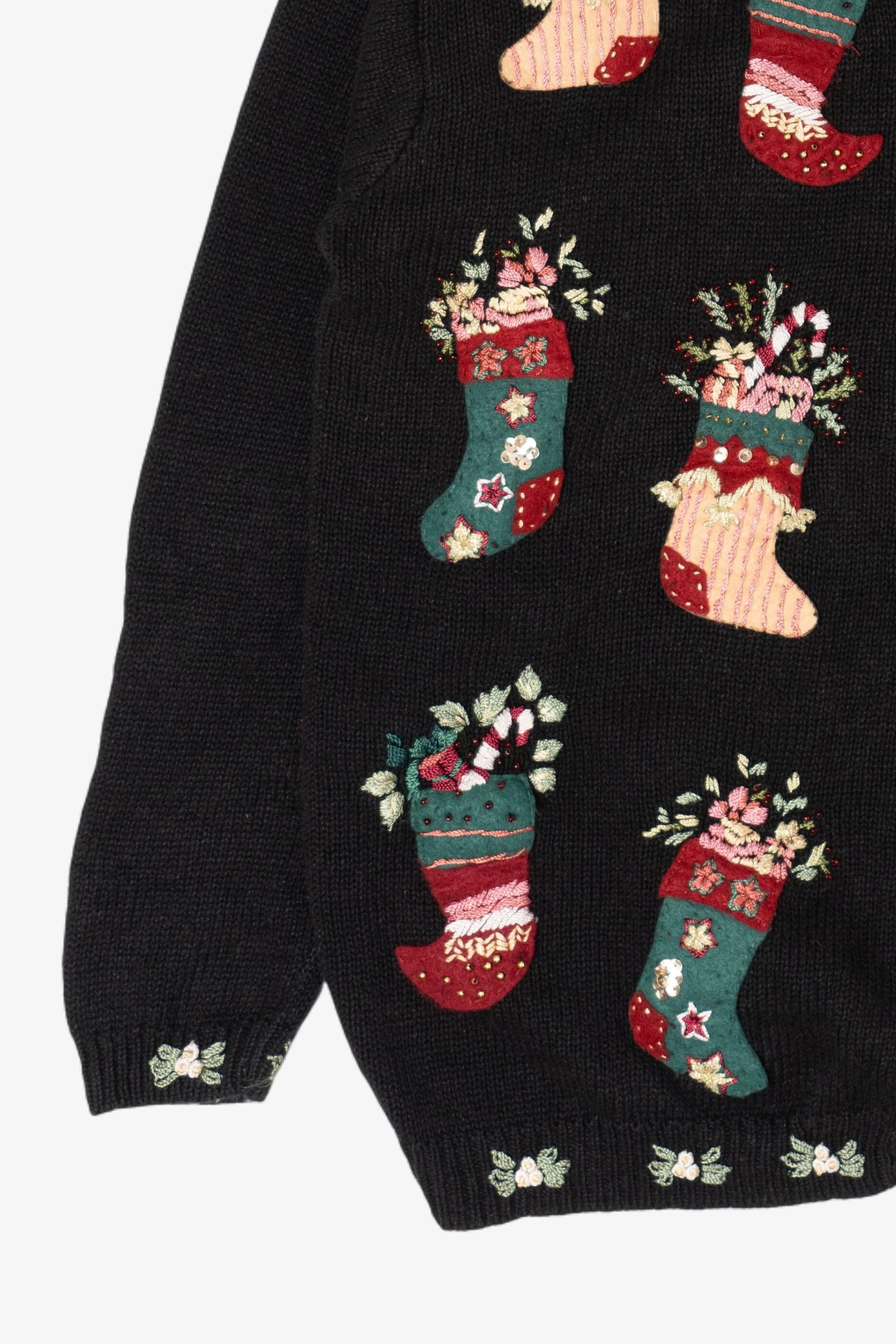 Vintage Stitches In Time Stockings Ugly Christmas Cardigan (1990s) - Image 7