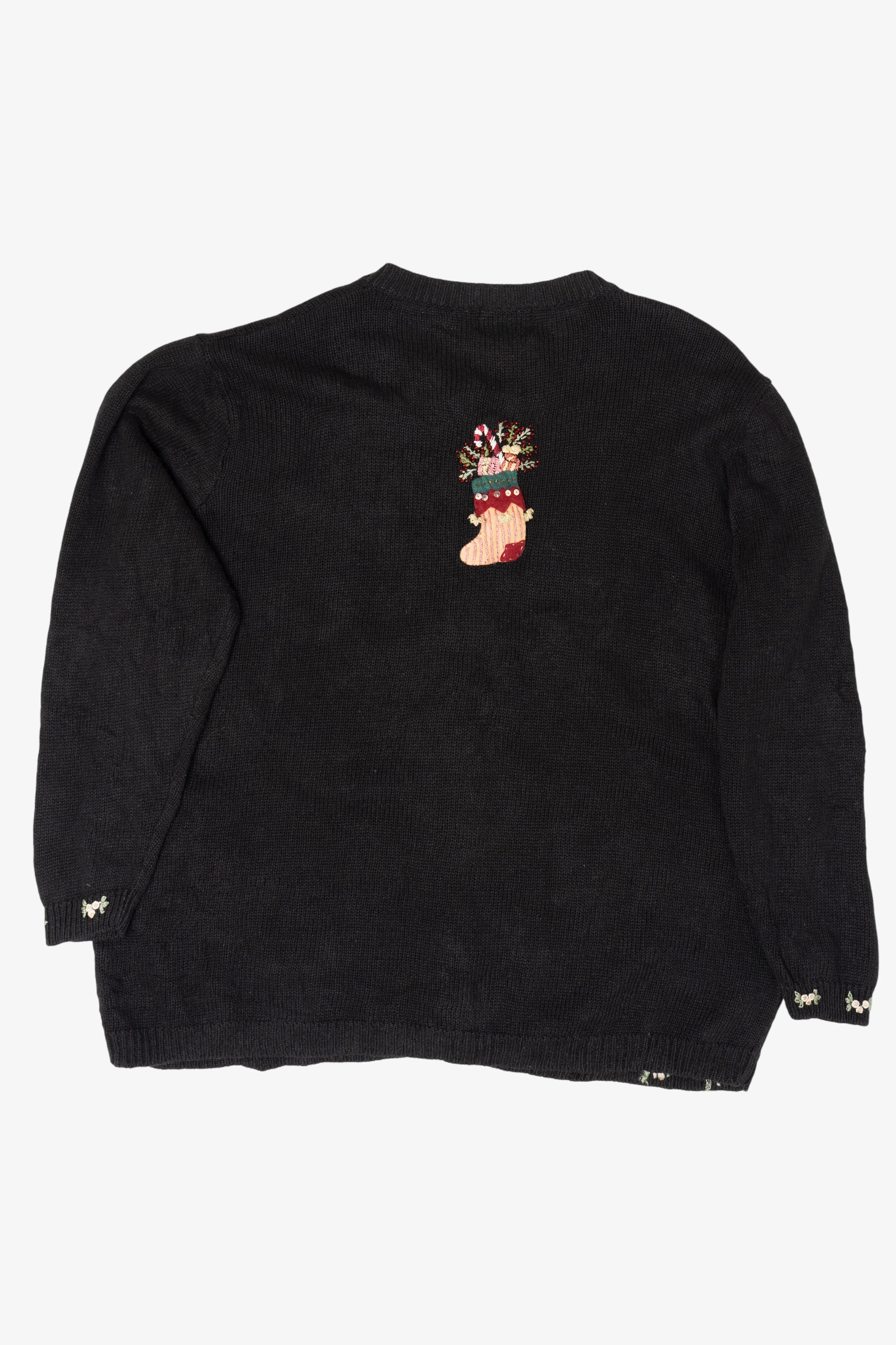 Vintage Stitches In Time Stockings Ugly Christmas Cardigan (1990s) - Image 2