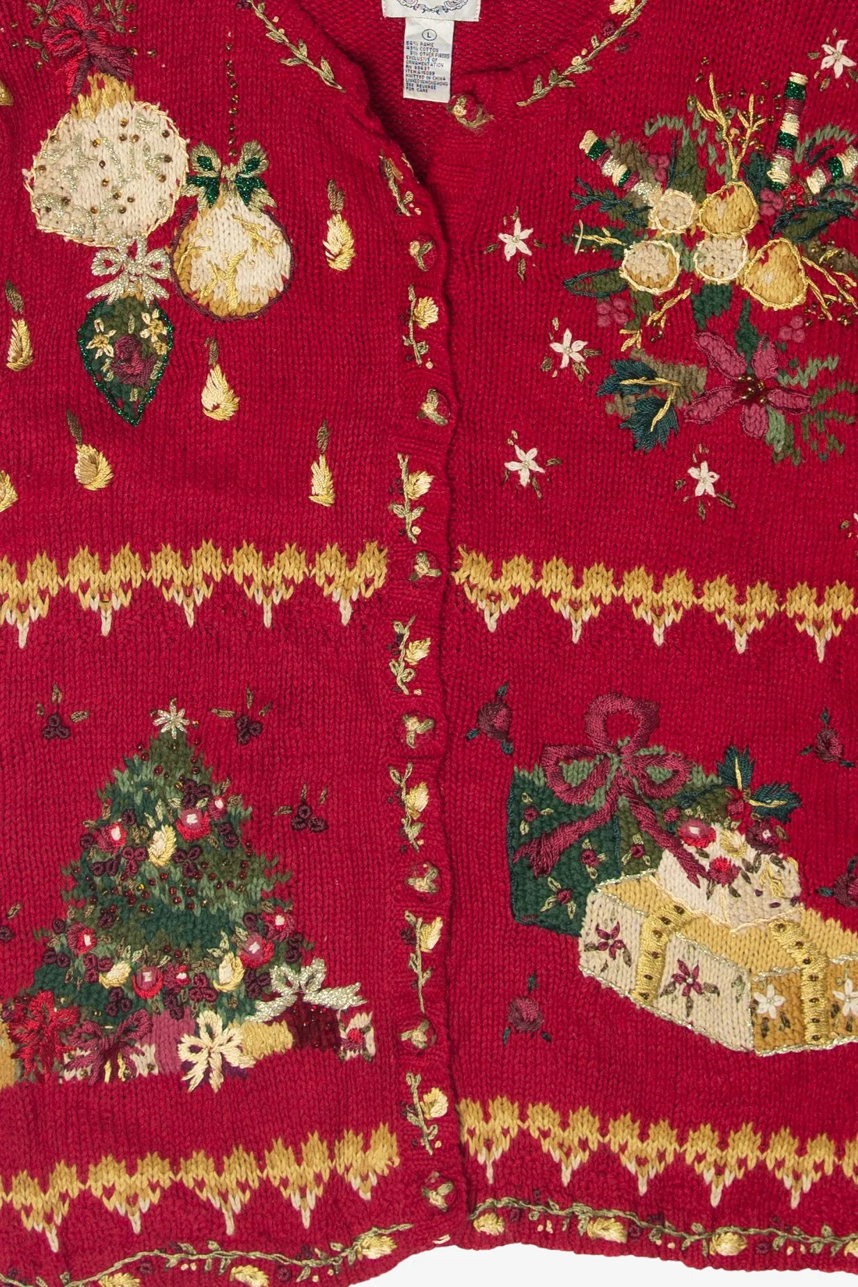 Vintage Stitches In Time Ugly Christmas Cardigan (1990s) - Image 2