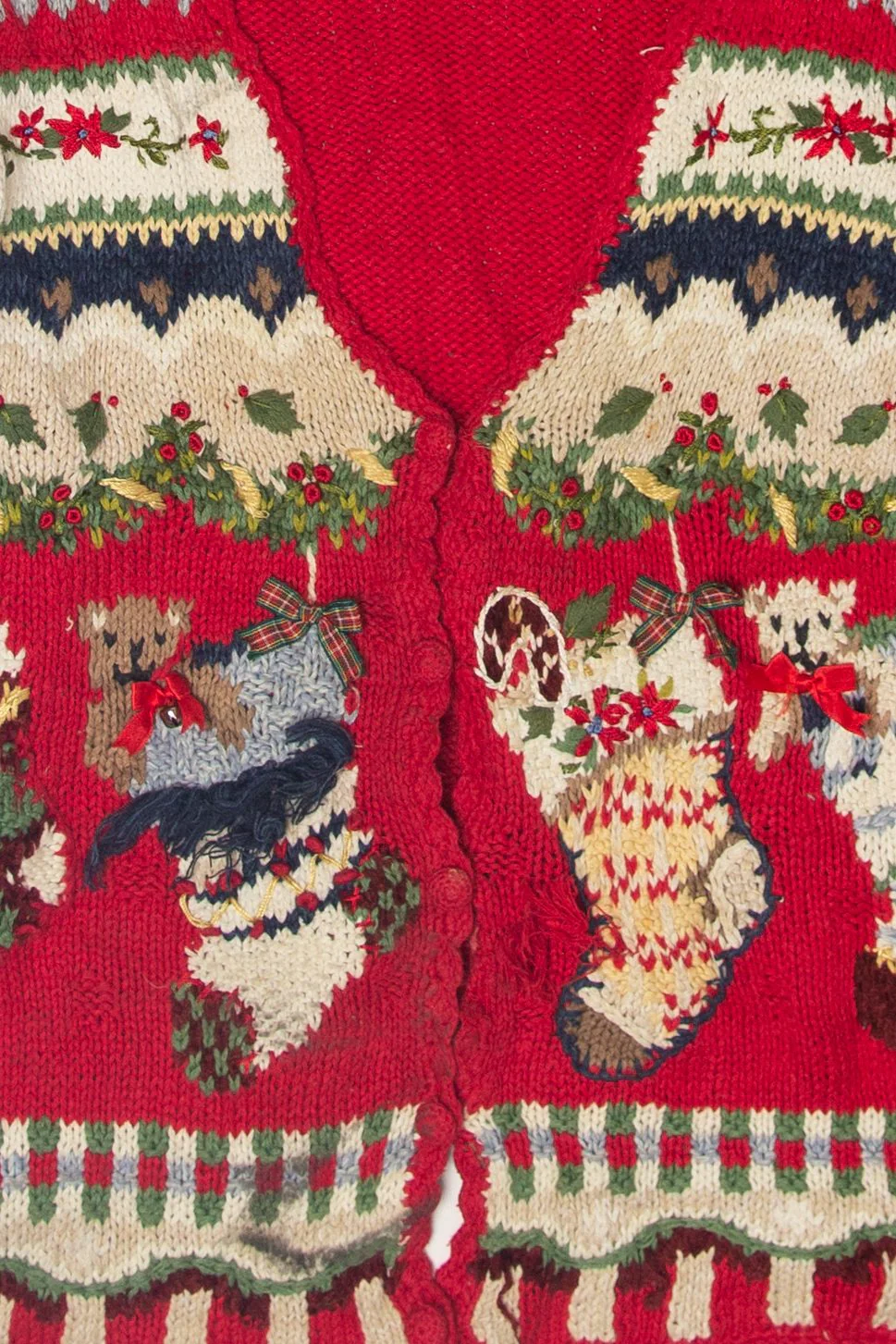 Vintage Stockings Ugly Christmas Cardigan (1990s) - Image 3
