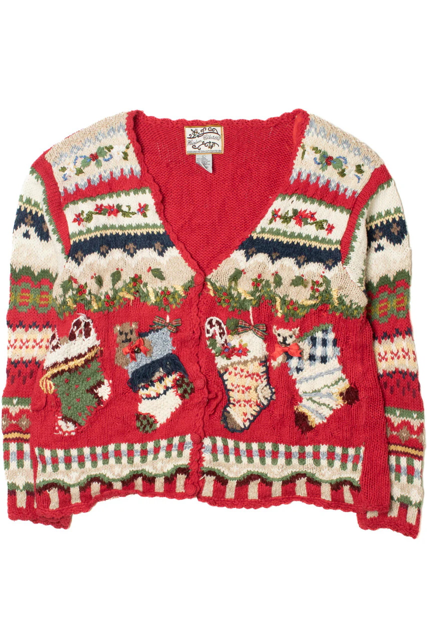 Vintage Stockings With Presents Ugly Christmas Sweater - Image 3