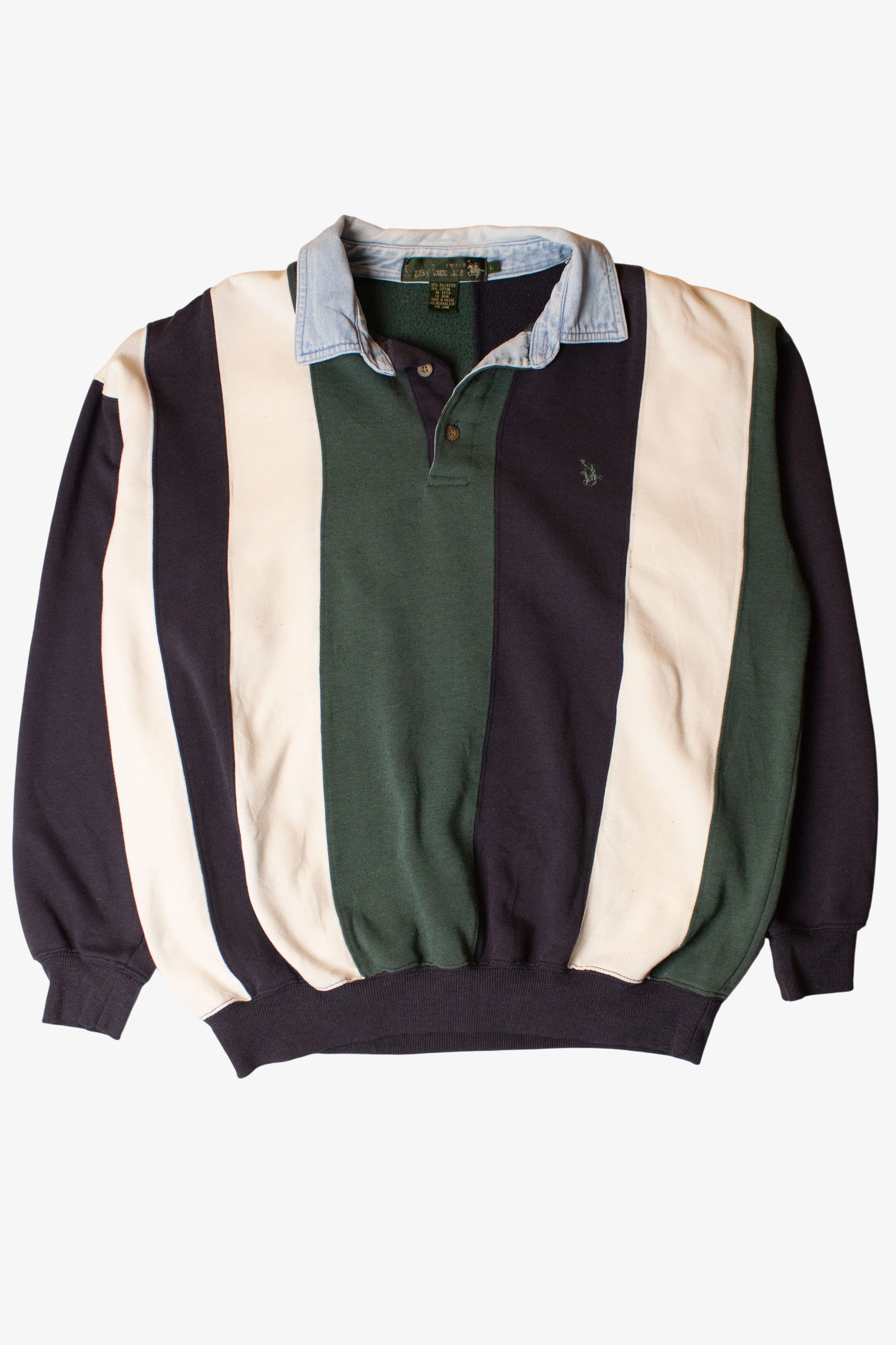 Vintage Striped Denim Collar Polo Sweatshirt (1990s)
