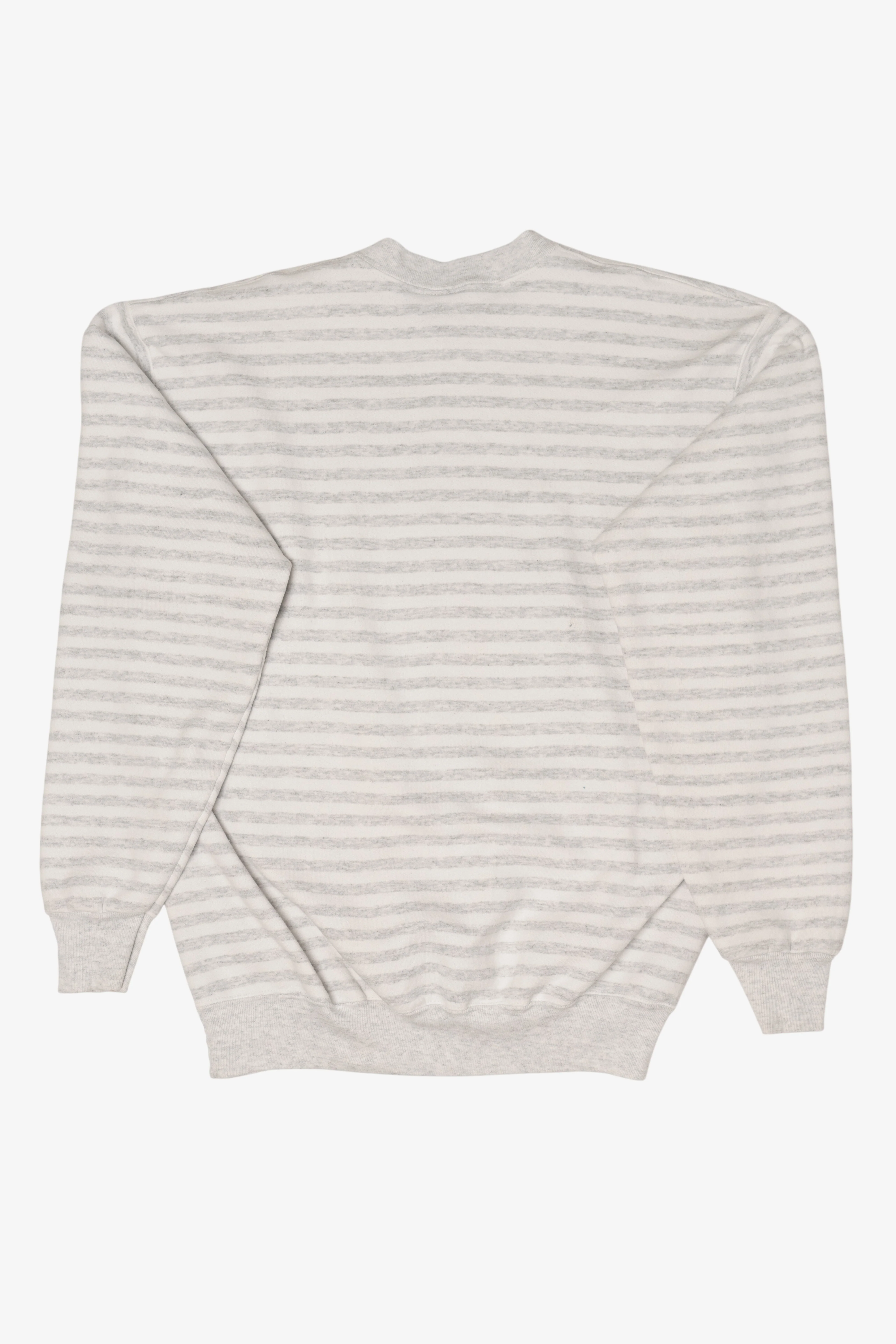Vintage Striped Light Gray American Bald Eagle Alaska Sweatshirt (1990s) - Image 2